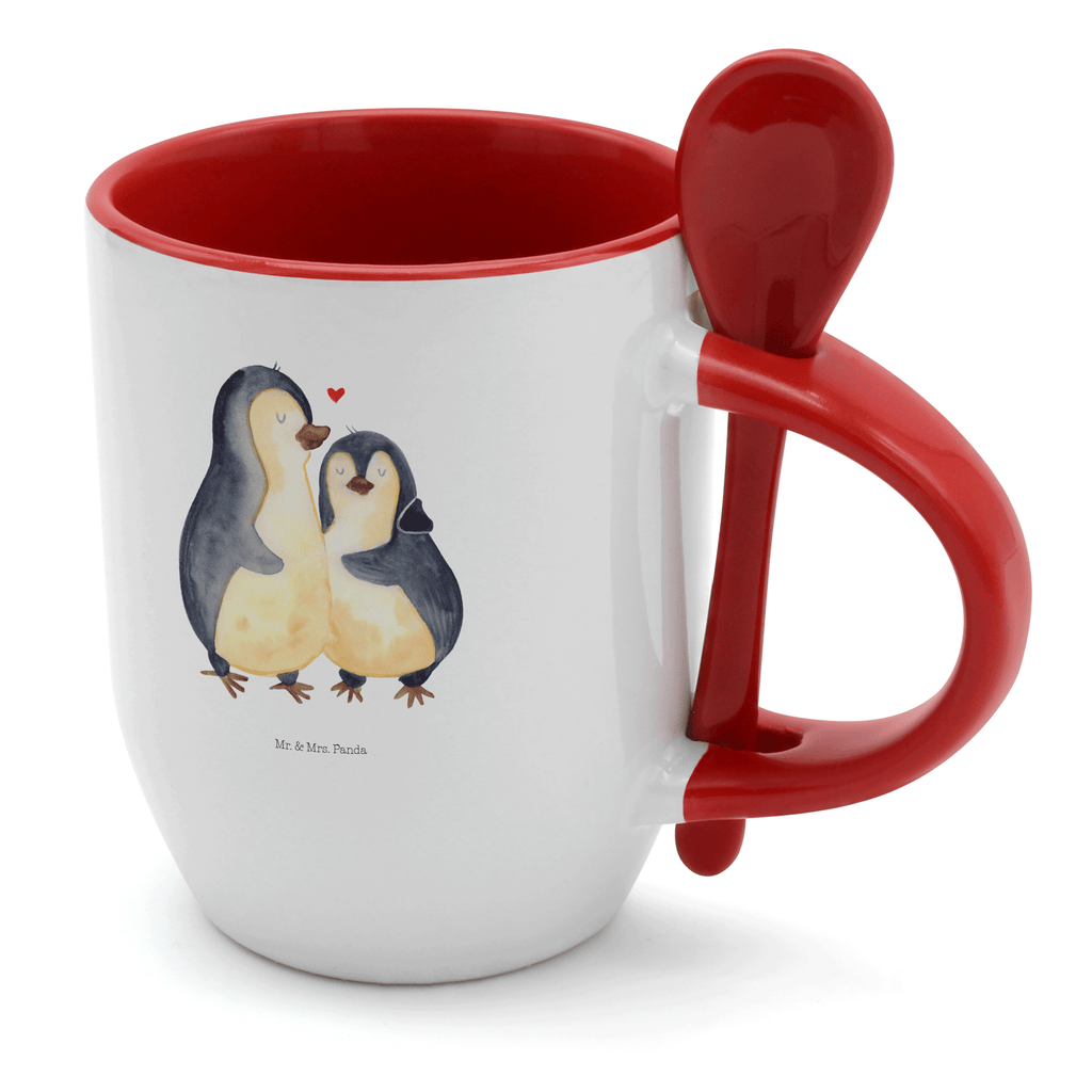 Tasse mit Löffel Pinguin umarmend Tasse, Kaffeetasse, Tassen, Tasse mit Spruch, Kaffeebecher, Tasse mit Löffel, Pinguin, Liebe, Liebespaar, Liebesbeweis, Liebesgeschenk, Verlobung, Jahrestag, Hochzeitstag, Hochzeit, Hochzeitsgeschenk