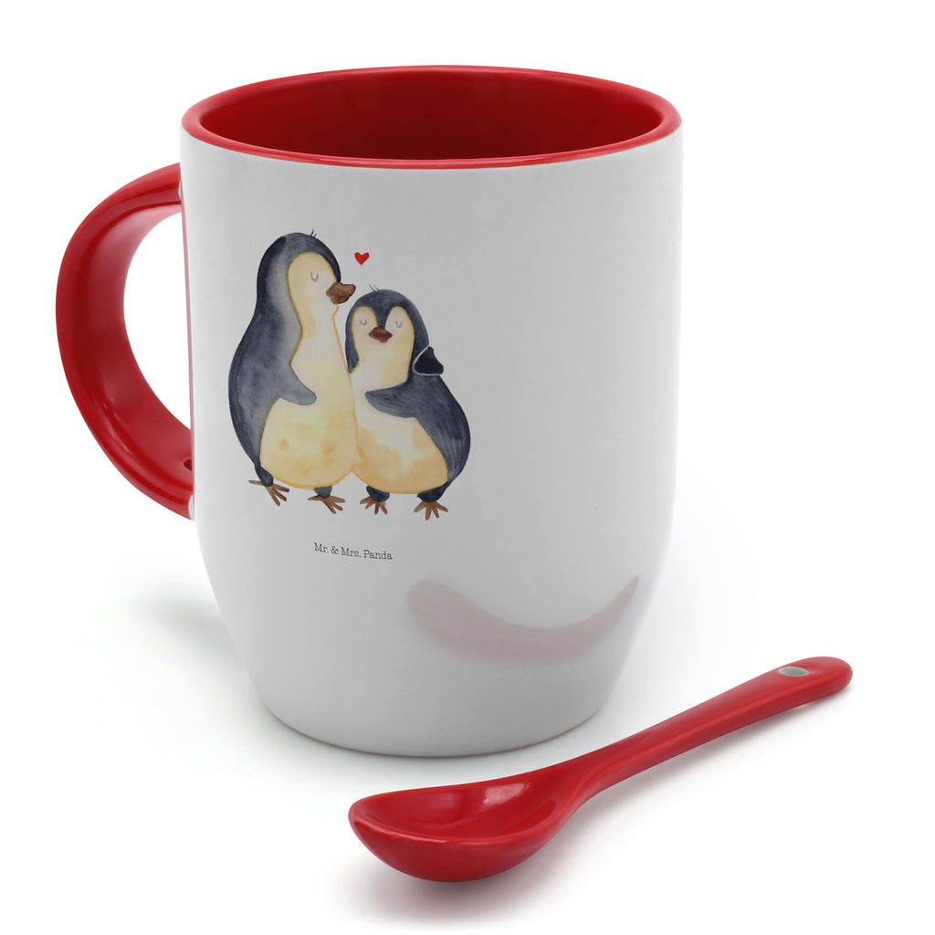 Tasse mit Löffel Pinguin umarmend Tasse, Kaffeetasse, Tassen, Tasse mit Spruch, Kaffeebecher, Tasse mit Löffel, Pinguin, Liebe, Liebespaar, Liebesbeweis, Liebesgeschenk, Verlobung, Jahrestag, Hochzeitstag, Hochzeit, Hochzeitsgeschenk
