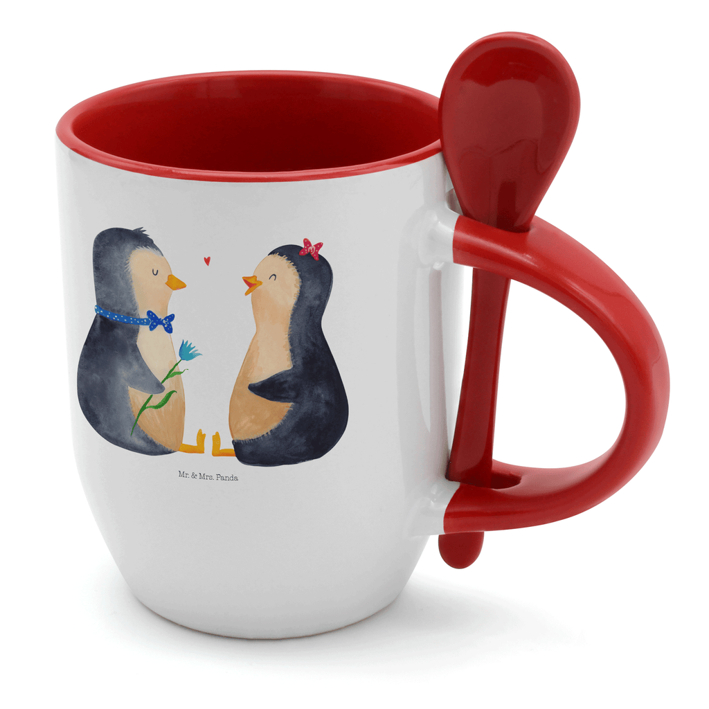Tasse mit Löffel Pinguin Pärchen Tasse, Kaffeetasse, Tassen, Tasse mit Spruch, Kaffeebecher, Tasse mit Löffel, Pinguin, Pinguine, Liebe, Liebespaar, Liebesbeweis, Liebesgeschenk, Verlobung, Jahrestag, Hochzeitstag, Hochzeit, Hochzeitsgeschenk, große Liebe, Traumpaar