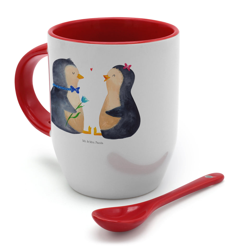 Tasse mit Löffel Pinguin Pärchen Tasse, Kaffeetasse, Tassen, Tasse mit Spruch, Kaffeebecher, Tasse mit Löffel, Pinguin, Pinguine, Liebe, Liebespaar, Liebesbeweis, Liebesgeschenk, Verlobung, Jahrestag, Hochzeitstag, Hochzeit, Hochzeitsgeschenk, große Liebe, Traumpaar