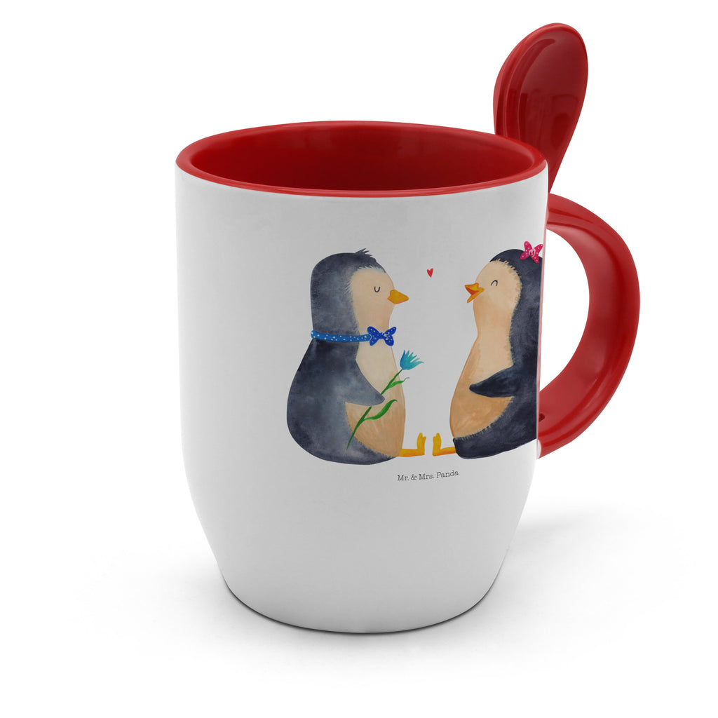 Tasse mit Löffel Pinguin Pärchen Tasse, Kaffeetasse, Tassen, Tasse mit Spruch, Kaffeebecher, Tasse mit Löffel, Pinguin, Pinguine, Liebe, Liebespaar, Liebesbeweis, Liebesgeschenk, Verlobung, Jahrestag, Hochzeitstag, Hochzeit, Hochzeitsgeschenk, große Liebe, Traumpaar