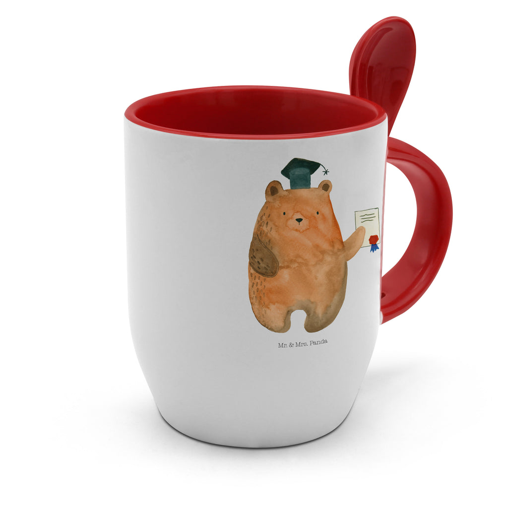 Tasse mit Löffel Prüfungsbär Tasse, Kaffeetasse, Tassen, Tasse mit Spruch, Kaffeebecher, Tasse mit Löffel, Bär, Teddy, Teddybär, Abitur, Prüfungen, Prüfung bestanden, Abschluss, Zeugnis, Abschlusszeugnis