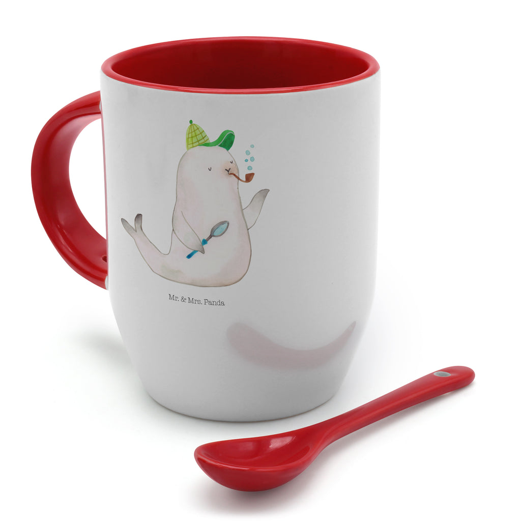 Tasse mit Löffel Robbe Sherlock Tasse, Kaffeetasse, Tassen, Tasse mit Spruch, Kaffeebecher, Tasse mit Löffel, Tiermotive, Gute Laune, lustige Sprüche, Tiere