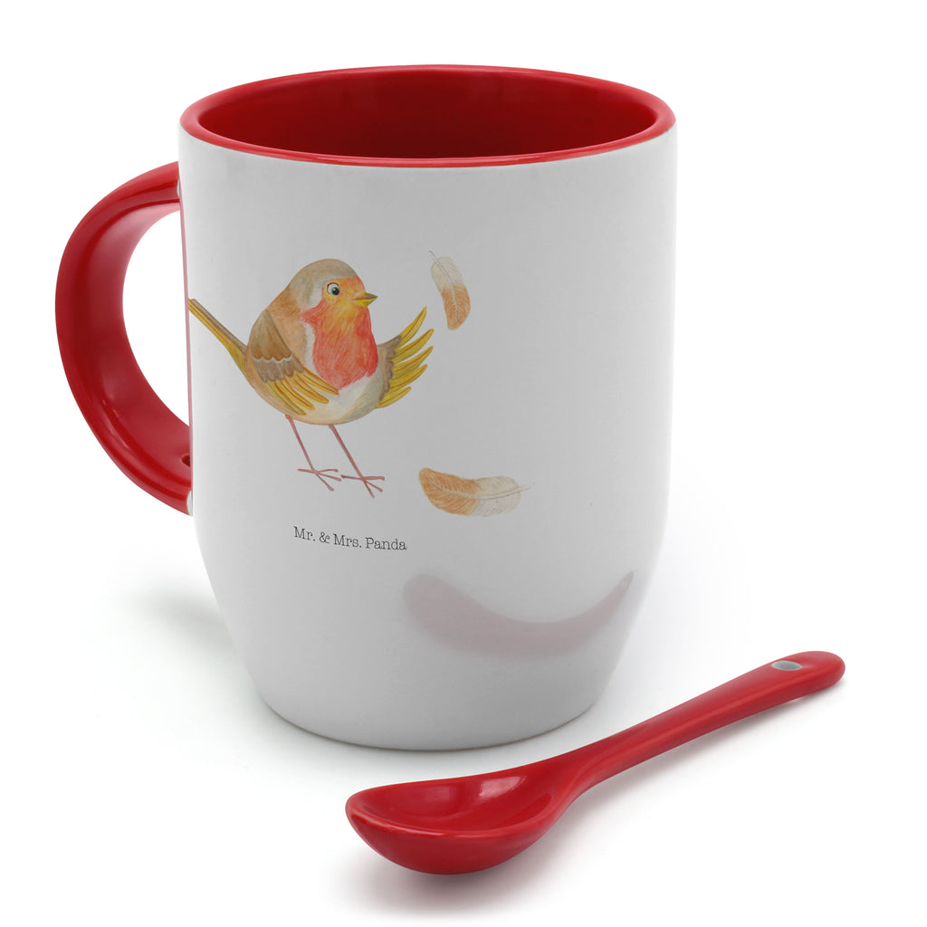 Tasse mit Löffel Rotkehlchen mit Federn Tasse, Kaffeetasse, Tassen, Tasse mit Spruch, Kaffeebecher, Tasse mit Löffel, Tiermotive, Gute Laune, lustige Sprüche, Tiere, What if i fall, Rotkehlchen, Spruch Motivation, Spruch Mut, Vogel, Motivation Sprüche, Motivationsbilder, fliegen