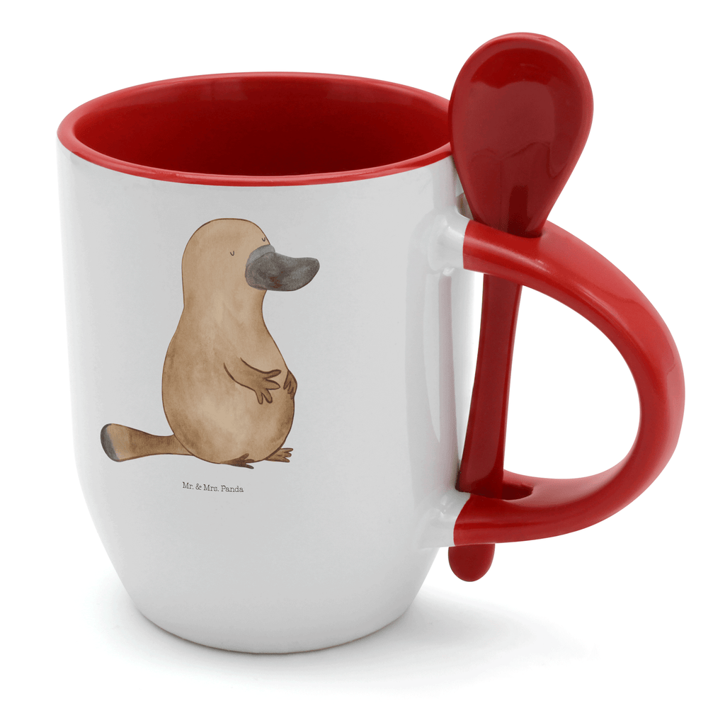 Tasse mit Löffel Schnabeltier mutig Tasse, Kaffeetasse, Tassen, Tasse mit Spruch, Kaffeebecher, Tasse mit Löffel, Meerestiere, Meer, Urlaub, Schnabeltier, Mut, mutig, Lebensweisheit, Schnabeltiere, Motivation, Training, Büro, Arbeit, Neuanfang, Neustart, Weltreise, Raodtrip