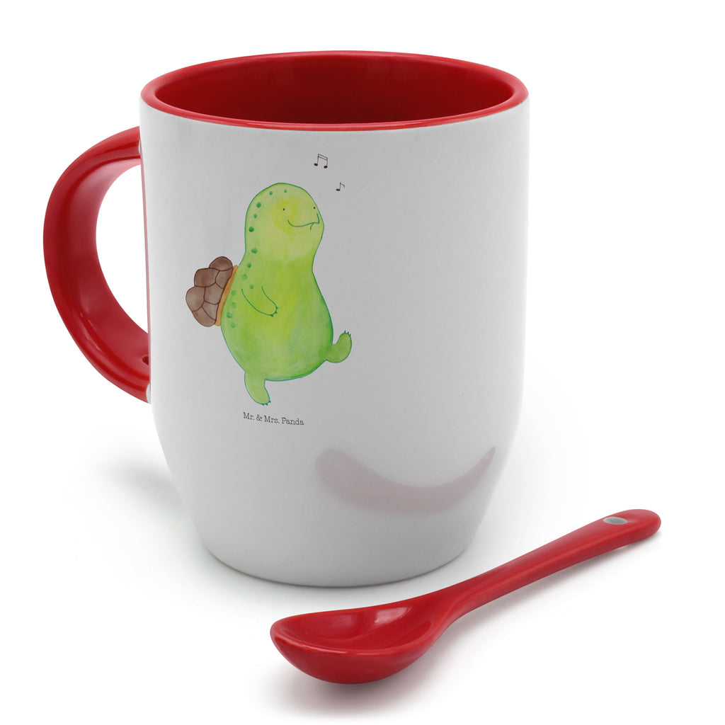 Tasse mit Löffel Schildkröte pfeift Tasse, Kaffeetasse, Tassen, Tasse mit Spruch, Kaffeebecher, Tasse mit Löffel, Schildkröte, Schildi, Schildkröten, fröhlich, Glück, Motivation, Lebensfreude, Depression, Trennung, Neuanfang