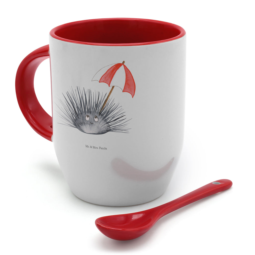 Tasse mit Löffel Seeigel Tasse, Kaffeetasse, Tassen, Tasse mit Spruch, Kaffeebecher, Tasse mit Löffel, Meerestiere, Meer, Urlaub, Seeigel, Achtsamkeit, Selbstakzeptanz, Selbstliebe, Hier und Jetzt, Leben, Lebe