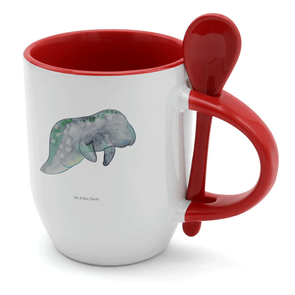 Tasse mit Löffel Seekuh chillt Tasse, Kaffeetasse, Tassen, Tasse mit Spruch, Kaffeebecher, Tasse mit Löffel, Meerestiere, Meer, Urlaub, Seekuh, Seekühe, Diät, Abnehmen, Zucker, Diätwahn, Essen, Süßigkeiten