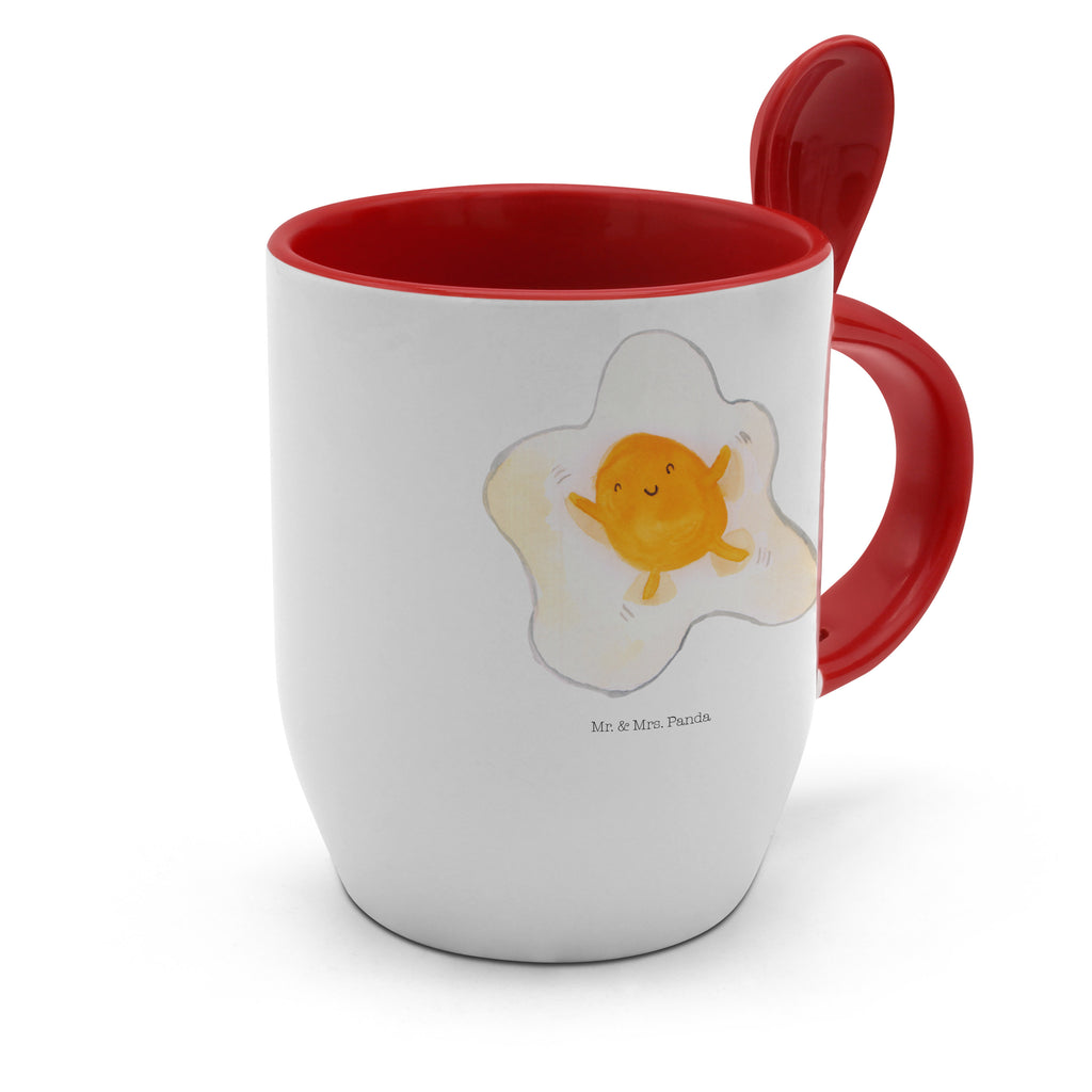 Tasse mit Löffel Spiegelei Tasse, Kaffeetasse, Tassen, Tasse mit Spruch, Kaffeebecher, Tasse mit Löffel, Tiermotive, Gute Laune, lustige Sprüche, Tiere, Ei, Spiegelei, Schön, Tag, Glücklich, Liebe