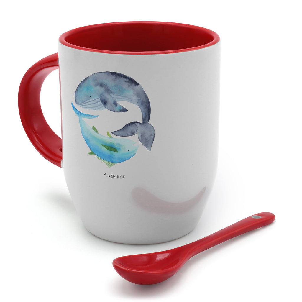 Tasse mit Löffel Walfisch & Thunfisch Tasse, Kaffeetasse, Tassen, Tasse mit Spruch, Kaffeebecher, Tasse mit Löffel, Tiermotive, Gute Laune, lustige Sprüche, Tiere, Wal, Wahl, Tunfisch, Wortwitz lustig, Spruch lustig, Flachwitz, Witz, Spruch des Tages, Flachwitz Geschenk