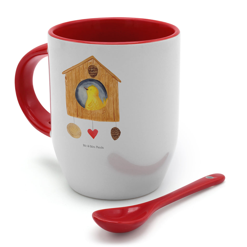 Tasse mit Löffel Vogelhaus Tasse, Kaffeetasse, Tassen, Tasse mit Spruch, Kaffeebecher, Tasse mit Löffel, Tiermotive, Gute Laune, lustige Sprüche, Tiere, Vogel, Vögel, Vogelhaus, Vogelhäuschen, Home sweet home, Zuhause, Nest, Eigenheim, Familie, Wohnung, Haus, unser Haus, Lieblingsort, Castle