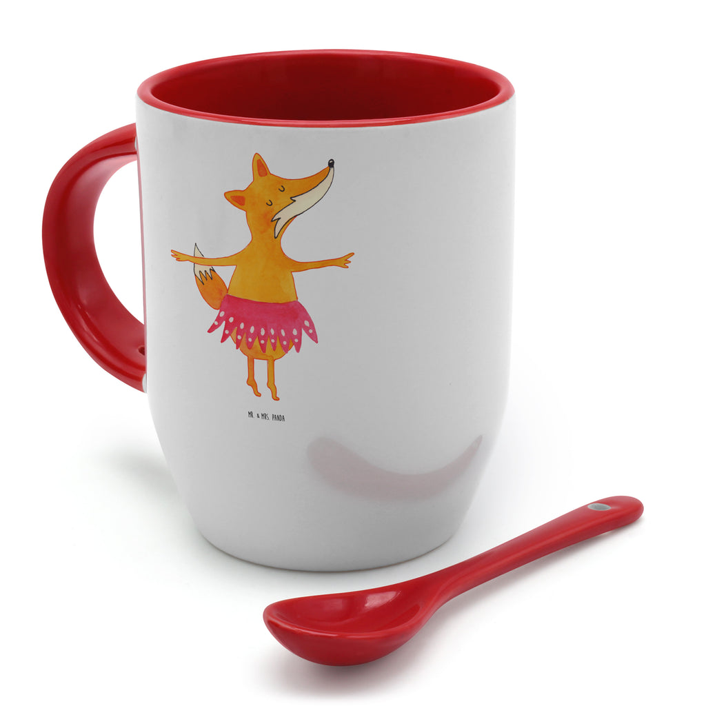Tasse mit Löffel Fuchs Ballerina Tasse, Kaffeetasse, Tassen, Tasse mit Spruch, Kaffeebecher, Tasse mit Löffel, Fuchs, Fuchs Spruch, Füchse, Füchsin, Ballerina, Ballett, Tänzerin, Tanzen, Party, Einladung, Geburtstag