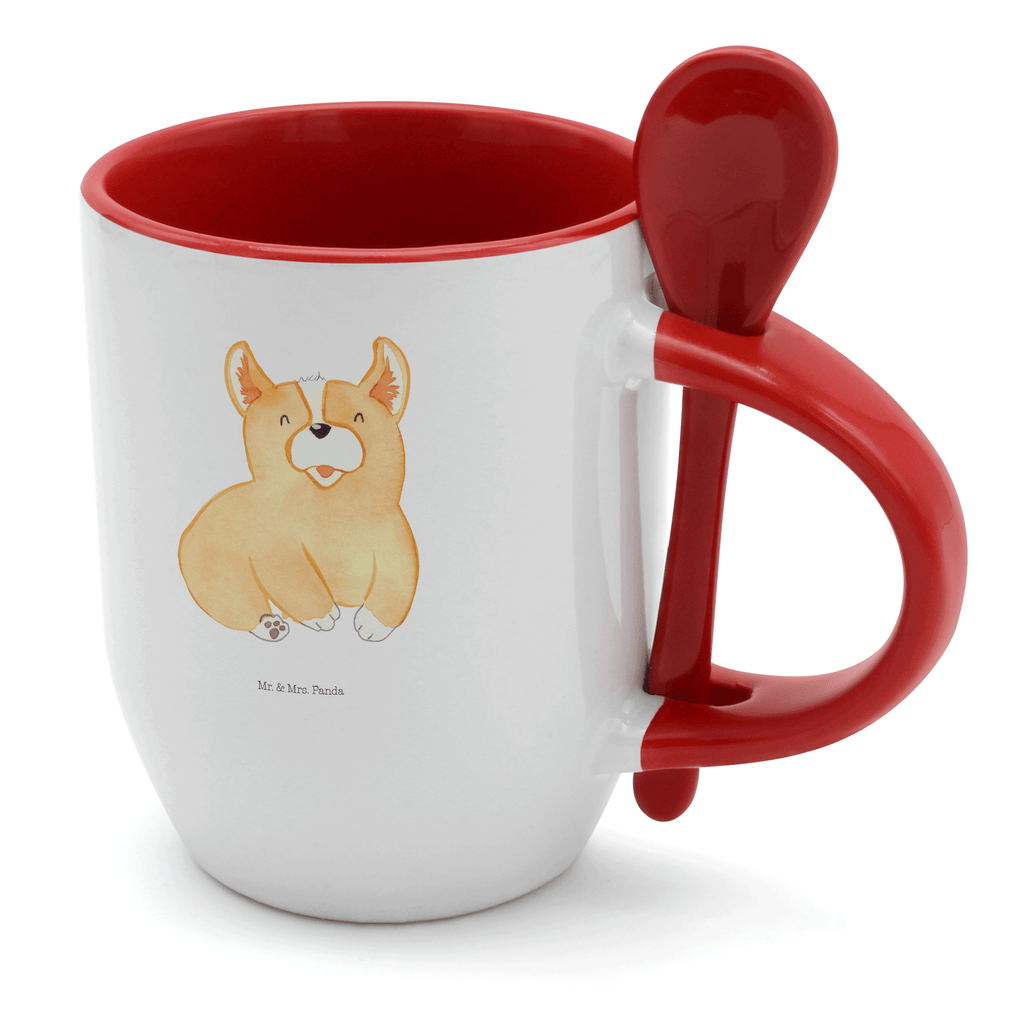 Tasse mit Löffel Corgie Tasse, Kaffeetasse, Tassen, Tasse mit Spruch, Kaffeebecher, Tasse mit Löffel, Hund, Hundemotiv, Haustier, Hunderasse, Tierliebhaber, Hundebesitzer, Sprüche, Corgie, Welsh Corgie Pembroke, britisch, Motivation, Spruch, Hundespruch, Lebensfreude