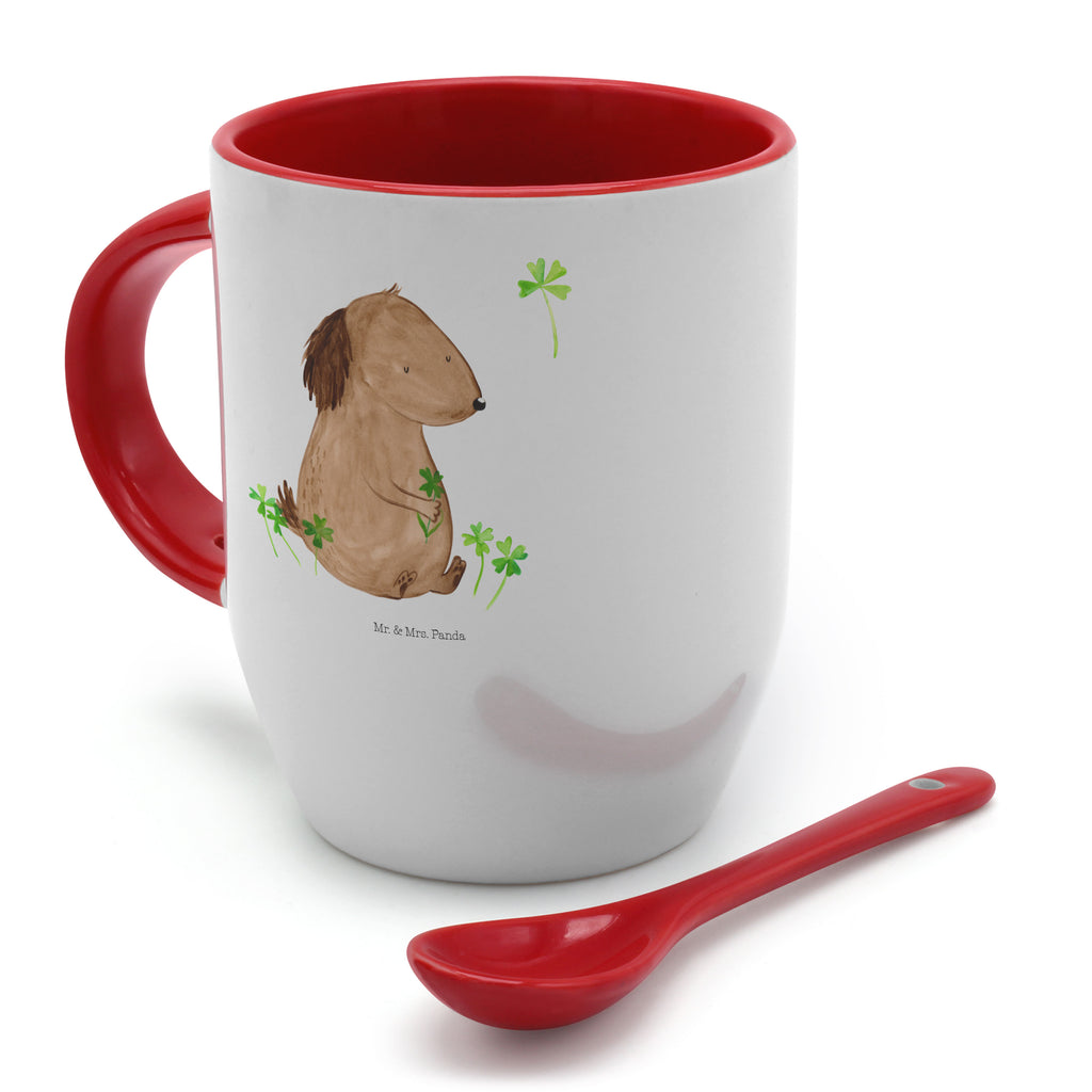 Tasse mit Löffel Hund Kleeblatt Tasse, Kaffeetasse, Tassen, Tasse mit Spruch, Kaffeebecher, Tasse mit Löffel, Hund, Hundemotiv, Haustier, Hunderasse, Tierliebhaber, Hundebesitzer, Sprüche, Kleeblatt, Glück, Tagträume, Motivation, Neuanfang, Geschenk, Glücksbringer, Selbstliebe, Achtsamkeit