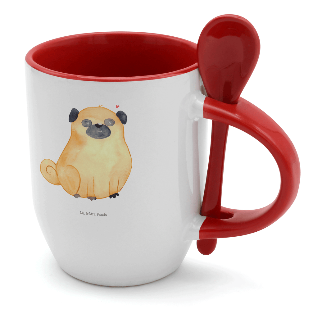 Tasse mit Löffel Mops Tasse, Kaffeetasse, Tassen, Tasse mit Spruch, Kaffeebecher, Tasse mit Löffel, Hund, Hundemotiv, Haustier, Hunderasse, Tierliebhaber, Hundebesitzer, Sprüche, Mops, Liebe, Hundeliebe