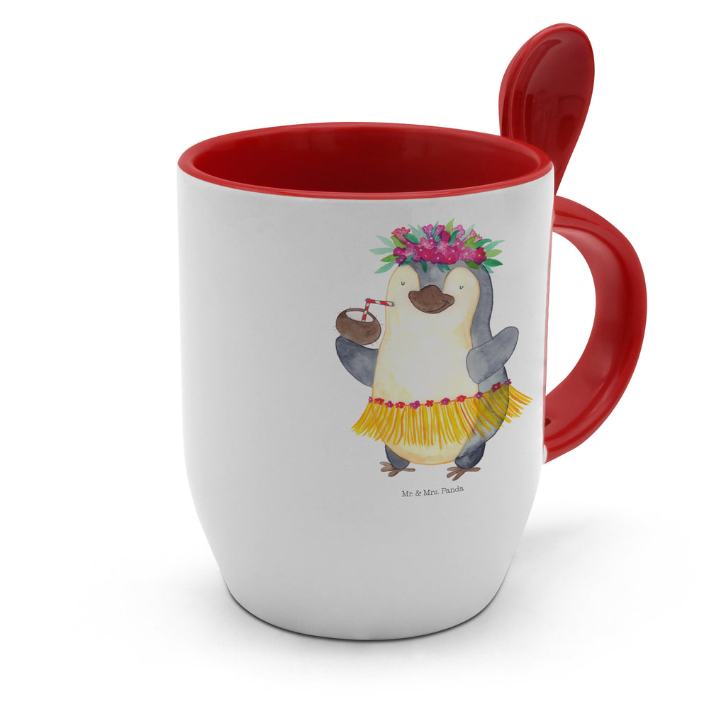 Tasse mit Löffel Pinguin Kokosnuss Tasse, Kaffeetasse, Tassen, Tasse mit Spruch, Kaffeebecher, Tasse mit Löffel, Pinguin, Aloha, Hawaii, Urlaub, Kokosnuss, Pinguine