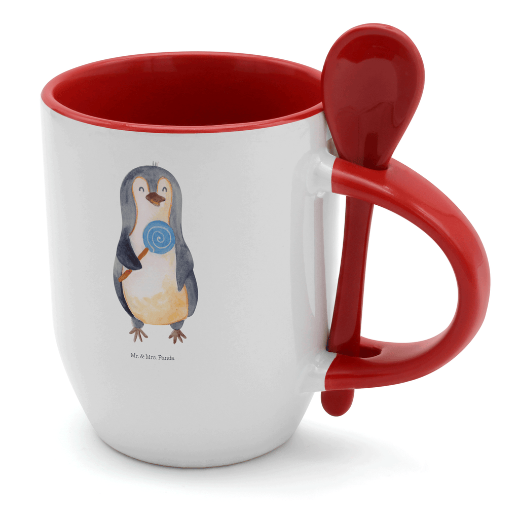 Tasse mit Löffel Pinguin Lolli Tasse, Kaffeetasse, Tassen, Tasse mit Spruch, Kaffeebecher, Tasse mit Löffel, Pinguin, Pinguine, Lolli, Süßigkeiten, Blödsinn, Spruch, Rebell, Gauner, Ganove, Rabauke