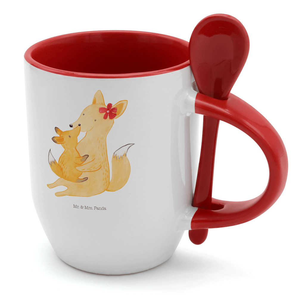 Tasse mit Löffel Fuchs Mama & Kind Tasse, Kaffeetasse, Tassen, Tasse mit Spruch, Kaffeebecher, Tasse mit Löffel, Familie, Vatertag, Muttertag, Bruder, Schwester, Mama, Papa, Oma, Opa, Mutter, Tochter, Lieblingstochter, Beste Tochter, Geschenk