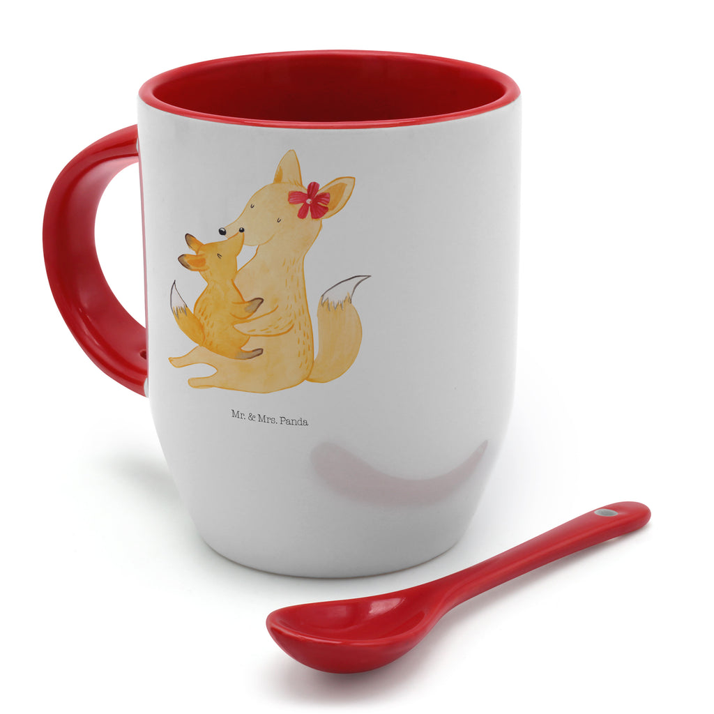 Tasse mit Löffel Fuchs Mama & Kind Tasse, Kaffeetasse, Tassen, Tasse mit Spruch, Kaffeebecher, Tasse mit Löffel, Familie, Vatertag, Muttertag, Bruder, Schwester, Mama, Papa, Oma, Opa, Mutter, Tochter, Lieblingstochter, Beste Tochter, Geschenk