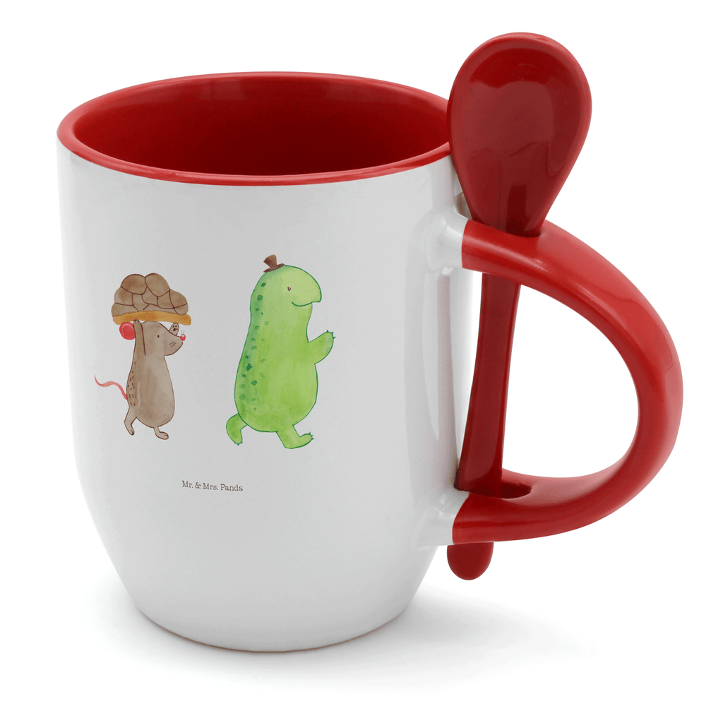 Tasse mit Löffel Schildkröte & Maus Tasse, Kaffeetasse, Tassen, Tasse mit Spruch, Kaffeebecher, Tasse mit Löffel, Schildkröte, Maus, Freunde, Freundinnen, beste Freunde, beste Freundinnen