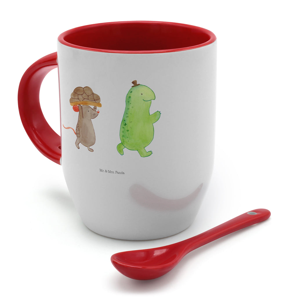 Tasse mit Löffel Schildkröte & Maus Tasse, Kaffeetasse, Tassen, Tasse mit Spruch, Kaffeebecher, Tasse mit Löffel, Schildkröte, Maus, Freunde, Freundinnen, beste Freunde, beste Freundinnen