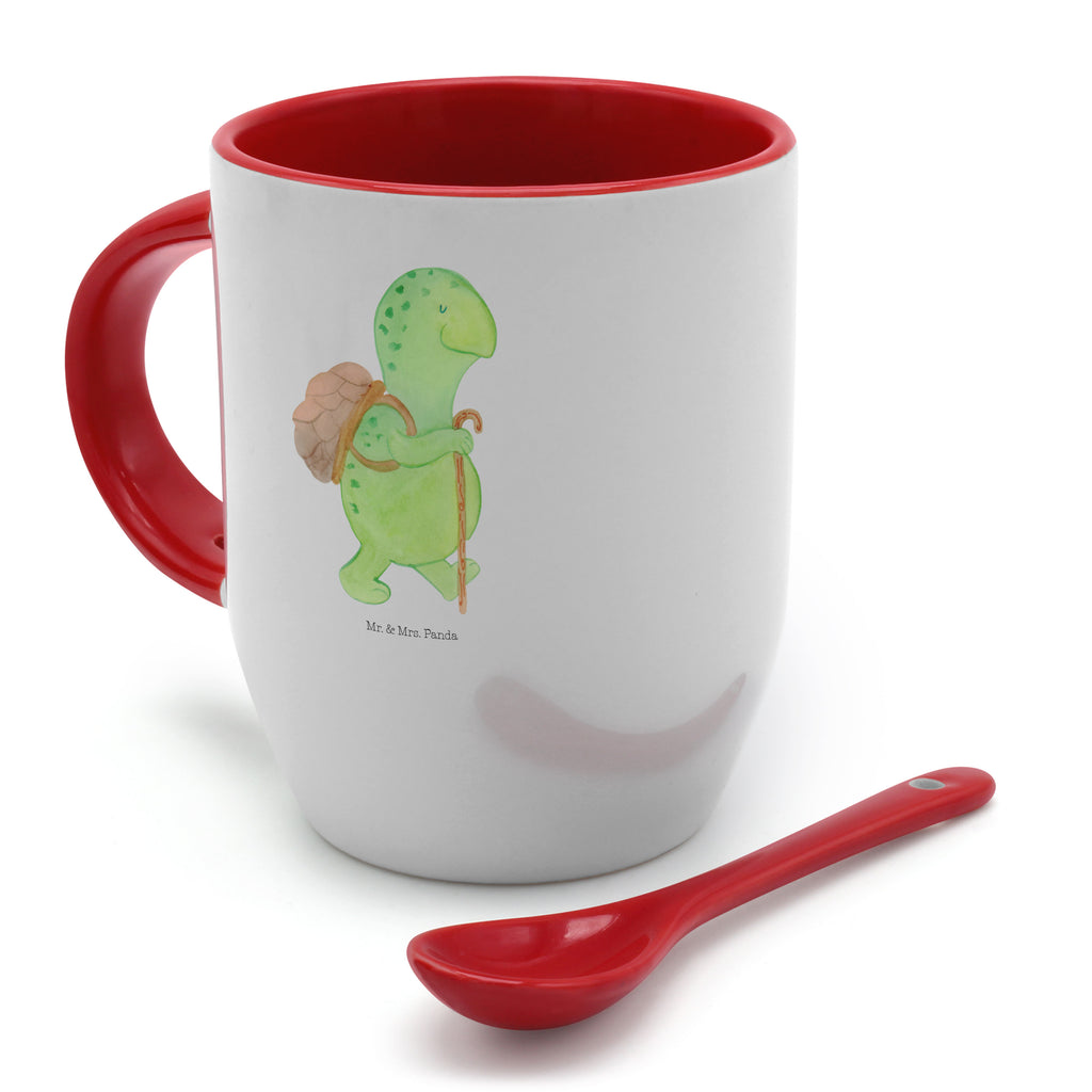 Tasse mit Löffel Schildkröte Wanderer Tasse, Kaffeetasse, Tassen, Tasse mit Spruch, Kaffeebecher, Tasse mit Löffel, Schildkröte, Schildkröten, Motivation, Motivationsspruch, Motivationssprüche, Neuanfang