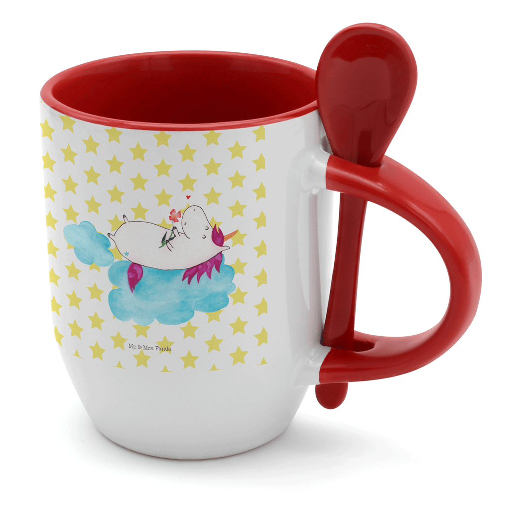 Tasse mit Löffel Einhorn verliebt auf Wolke Tasse, Kaffeetasse, Tassen, Tasse mit Spruch, Kaffeebecher, Tasse mit Löffel, Einhorn, Einhörner, Einhorn Deko, Pegasus, Unicorn, verliebt, Liebe, Liebesbeweis, Freundin, Wolke