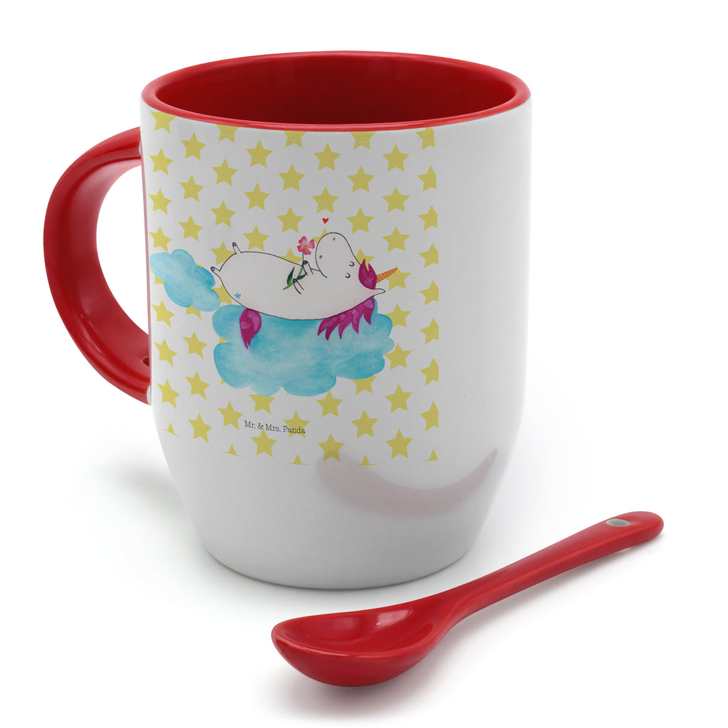 Tasse mit Löffel Einhorn verliebt auf Wolke Tasse, Kaffeetasse, Tassen, Tasse mit Spruch, Kaffeebecher, Tasse mit Löffel, Einhorn, Einhörner, Einhorn Deko, Pegasus, Unicorn, verliebt, Liebe, Liebesbeweis, Freundin, Wolke