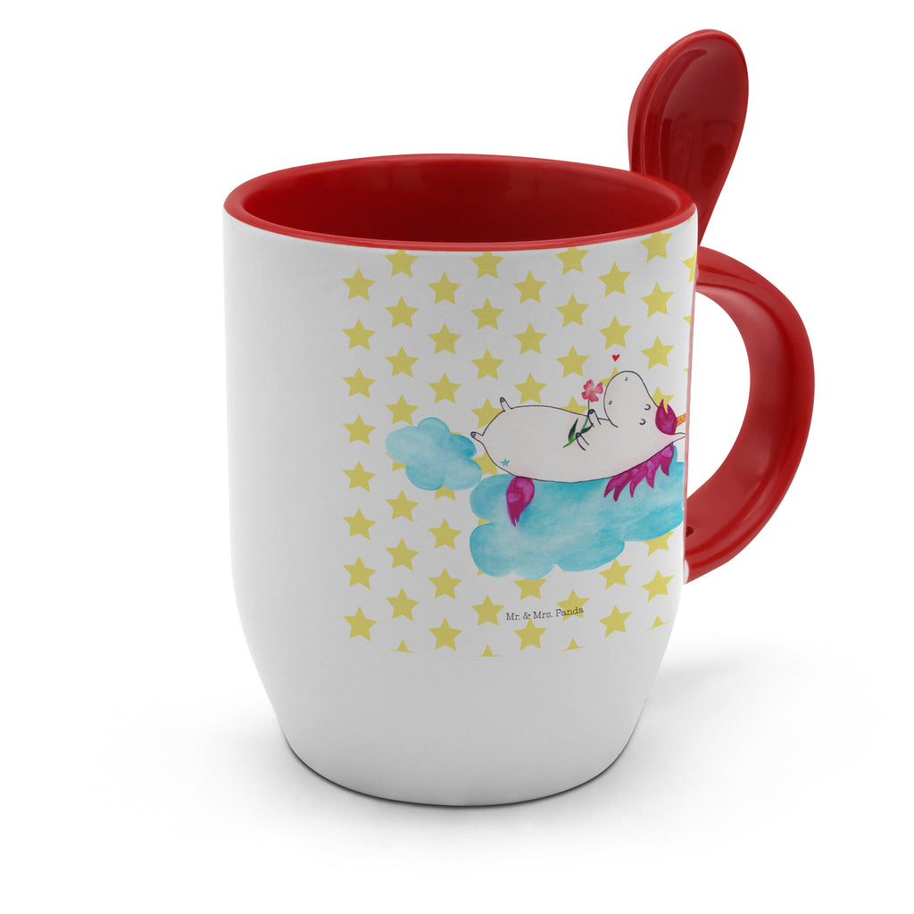 Tasse mit Löffel Einhorn verliebt auf Wolke Tasse, Kaffeetasse, Tassen, Tasse mit Spruch, Kaffeebecher, Tasse mit Löffel, Einhorn, Einhörner, Einhorn Deko, Pegasus, Unicorn, verliebt, Liebe, Liebesbeweis, Freundin, Wolke