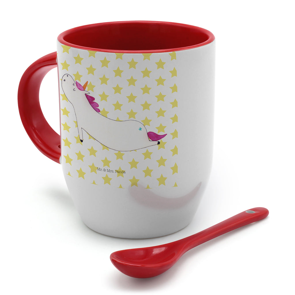 Tasse mit Löffel Einhorn Yoga Tasse, Kaffeetasse, Tassen, Tasse mit Spruch, Kaffeebecher, Tasse mit Löffel, Einhorn, Einhörner, Einhorn Deko, Pegasus, Unicorn, Yoga, Namaste, Achtsamkeit, Entspannung, Joga, Yogamatte, Sport, lustig, witzig, süß