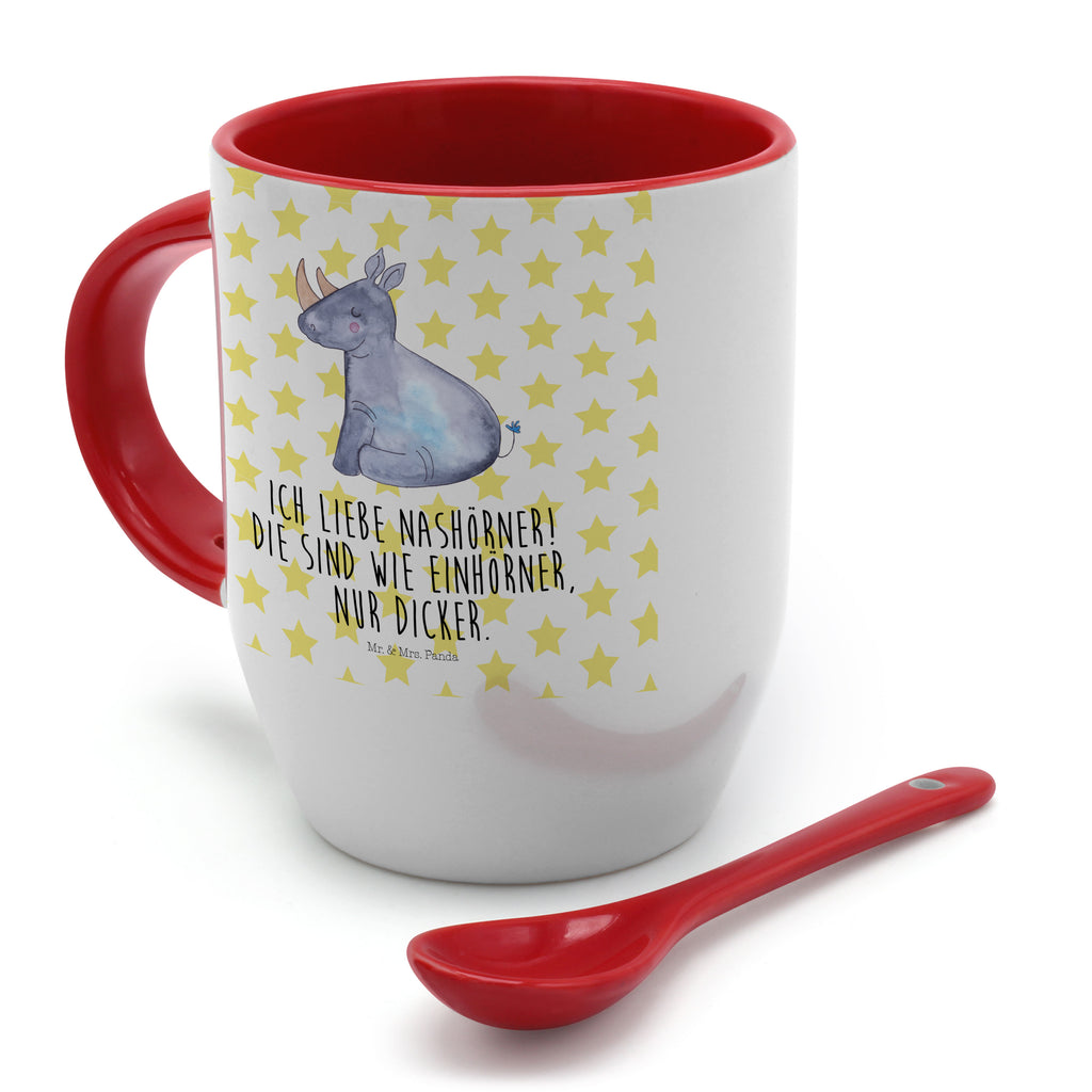 Tasse mit Löffel Einhorn Nashorn Tasse, Kaffeetasse, Tassen, Tasse mit Spruch, Kaffeebecher, Tasse mit Löffel, Einhorn, Einhörner, Einhorn Deko, Pegasus, Unicorn, Regenbogen, witzig, lustig, Zoo, Glitzer, Einhornpower, Erwachsenwerden, Nashorn, Nashörner