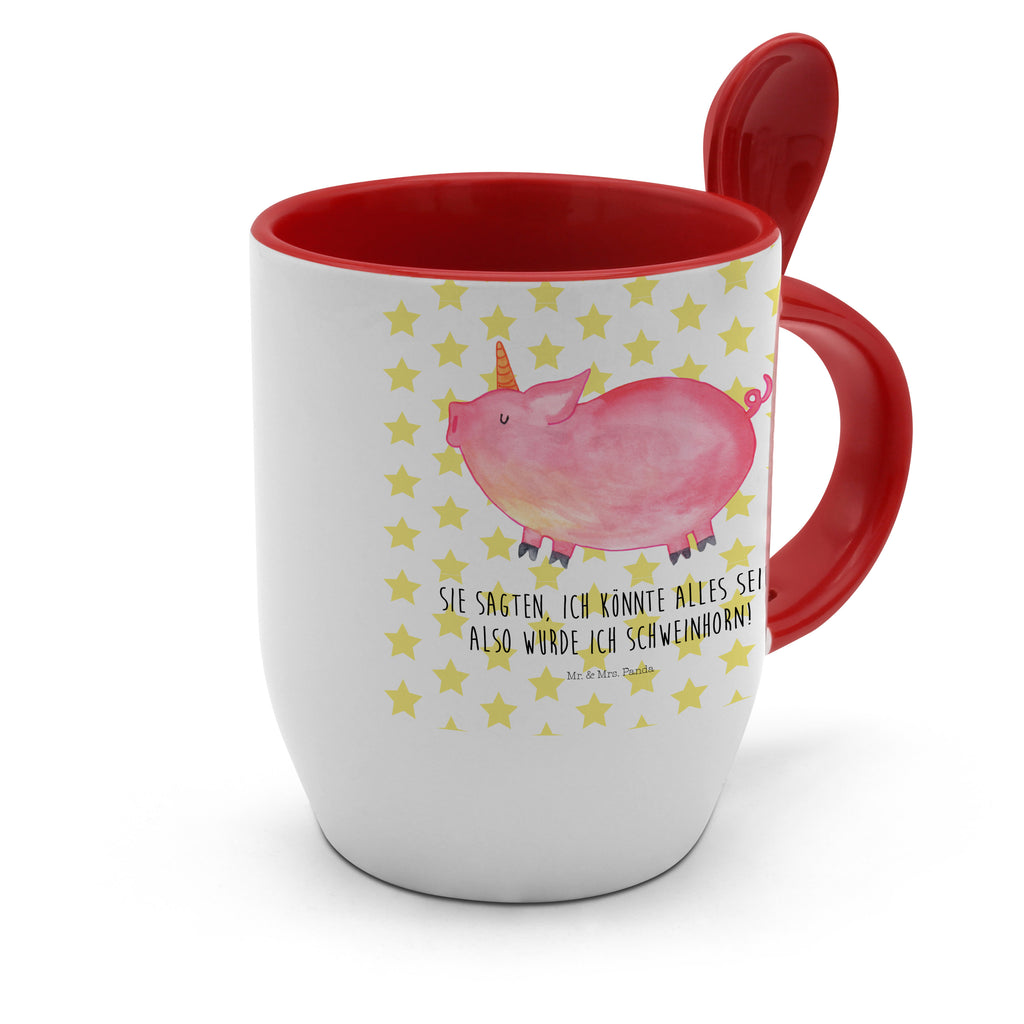 Tasse mit Löffel Einhorn Schweinhorn Tasse, Kaffeetasse, Tassen, Tasse mit Spruch, Kaffeebecher, Tasse mit Löffel, Einhorn, Einhörner, Einhorn Deko, Pegasus, Unicorn, Party, Spaß, Schwein, Schweinhorn, Bauer, witzig. lustig, Spruch, geschenk, Pig, Piggy, funny, english, englisch