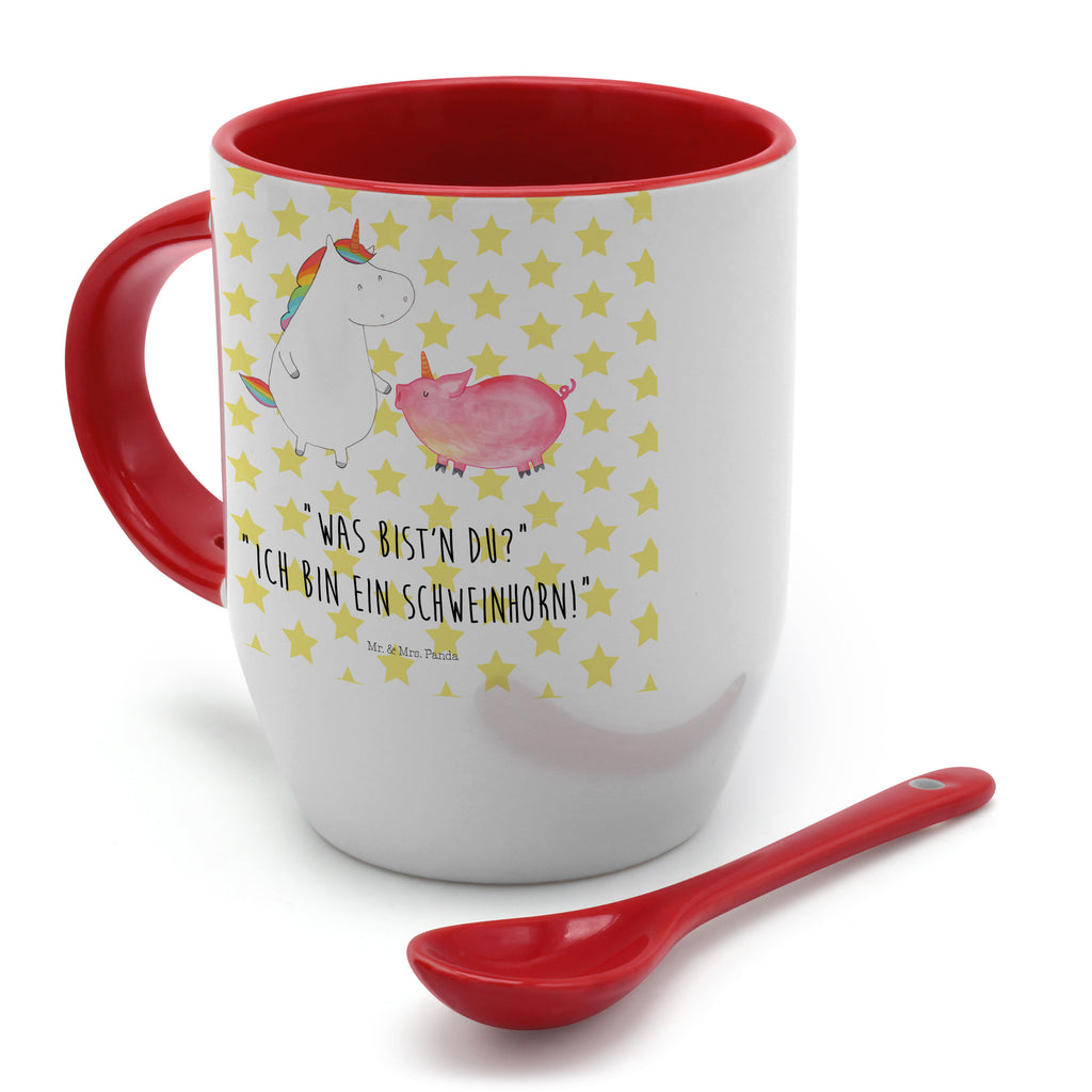 Tasse mit Löffel Einhorn + Schweinhorn Tasse, Kaffeetasse, Tassen, Tasse mit Spruch, Kaffeebecher, Tasse mit Löffel, Einhorn, Einhörner, Einhorn Deko, Pegasus, Unicorn, Freundschaft, Schweinhorn, Schwein, Freundin, Schweinchen
