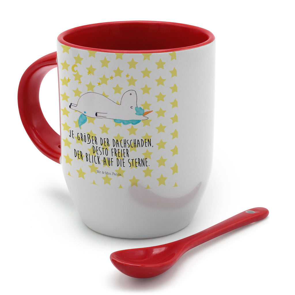 Tasse mit Löffel Einhorn Sternenhimmel Tasse, Kaffeetasse, Tassen, Tasse mit Spruch, Kaffeebecher, Tasse mit Löffel, Einhorn, Einhörner, Einhorn Deko, Pegasus, Unicorn, Sterne, Dachschaden, Verrückt, Sternenhimmel