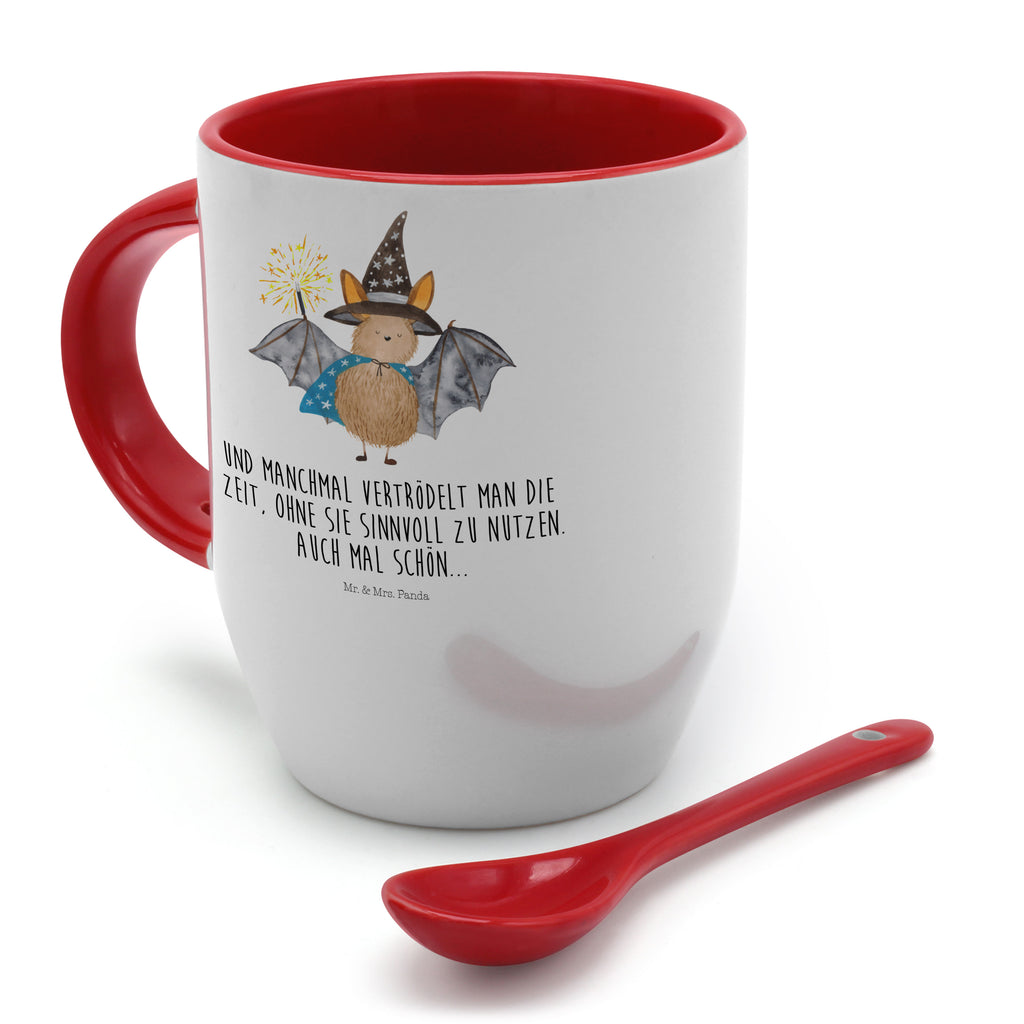 Tasse mit Löffel Fledermaus Zauberer Tasse, Kaffeetasse, Tassen, Tasse mit Spruch, Kaffeebecher, Tasse mit Löffel, Tiermotive, Gute Laune, lustige Sprüche, Tiere, Fledermaus, Fledermäuse, Zauberer, Magier, Frauen, reinsteigern