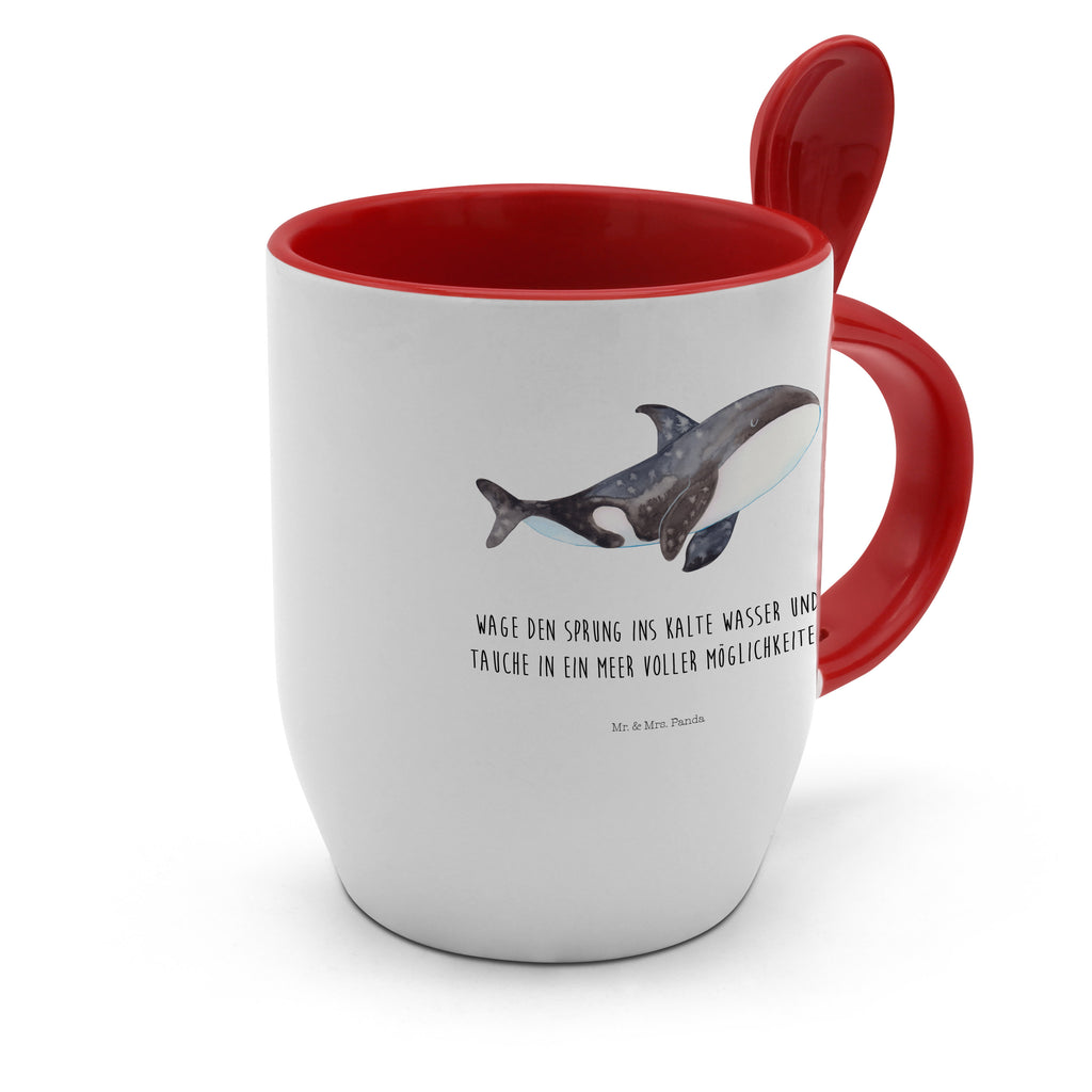 Tasse mit Löffel Orca Tasse, Kaffeetasse, Tassen, Tasse mit Spruch, Kaffeebecher, Tasse mit Löffel, Meerestiere, Meer, Urlaub, Orca, Orcas, Killerwal, Wal, Möglichkeiten, Büro, Arbeit, Motivation, Selbstliebe, Neustart, Startup