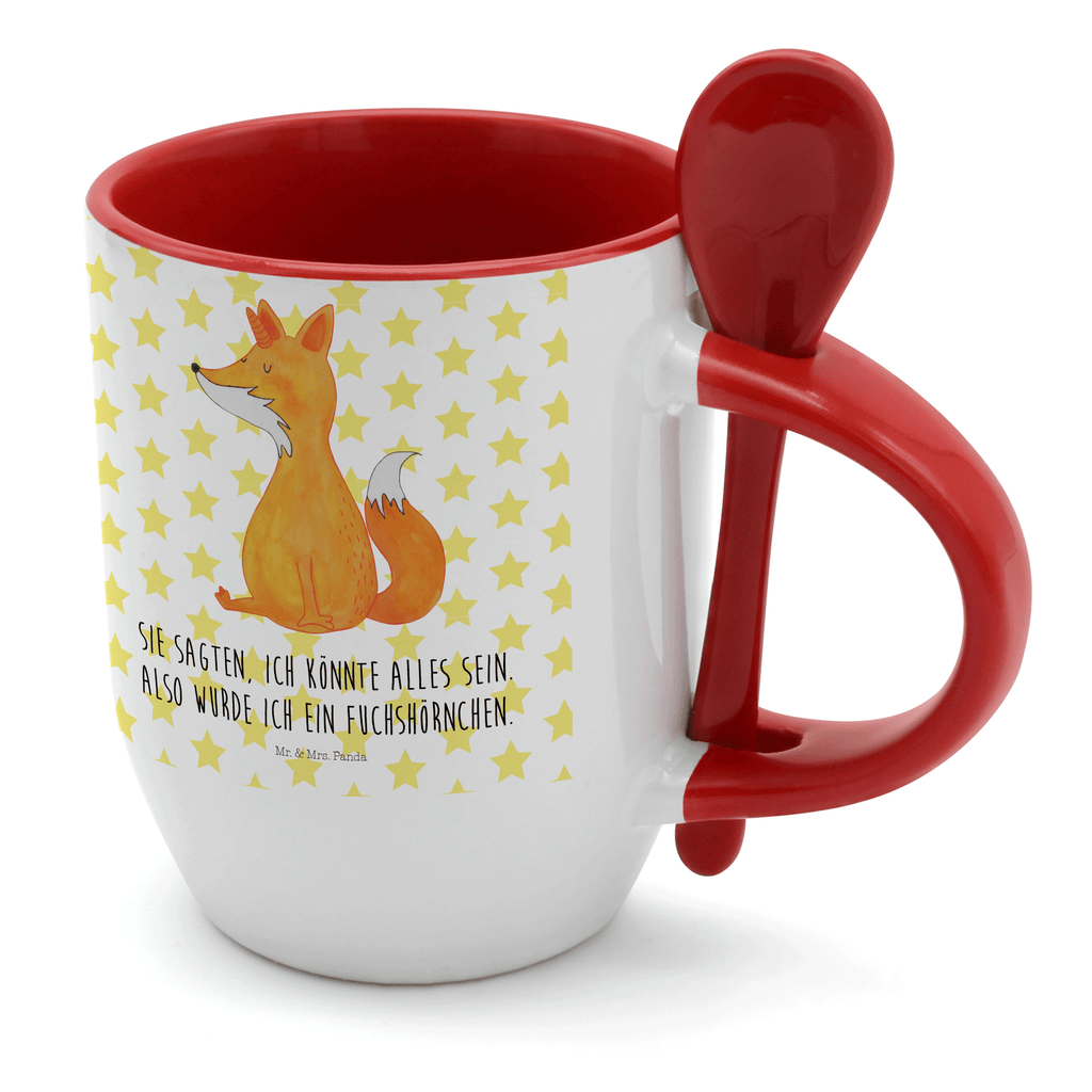 Tasse mit Löffel Fuchshörnchen Tasse, Kaffeetasse, Tassen, Tasse mit Spruch, Kaffeebecher, Tasse mit Löffel, Einhorn, Einhörner, Einhorn Deko, Pegasus, Unicorn, Fuchs, Unicorns, Fuchshörnchen, Fuchshorn, Foxycorn, Füchse