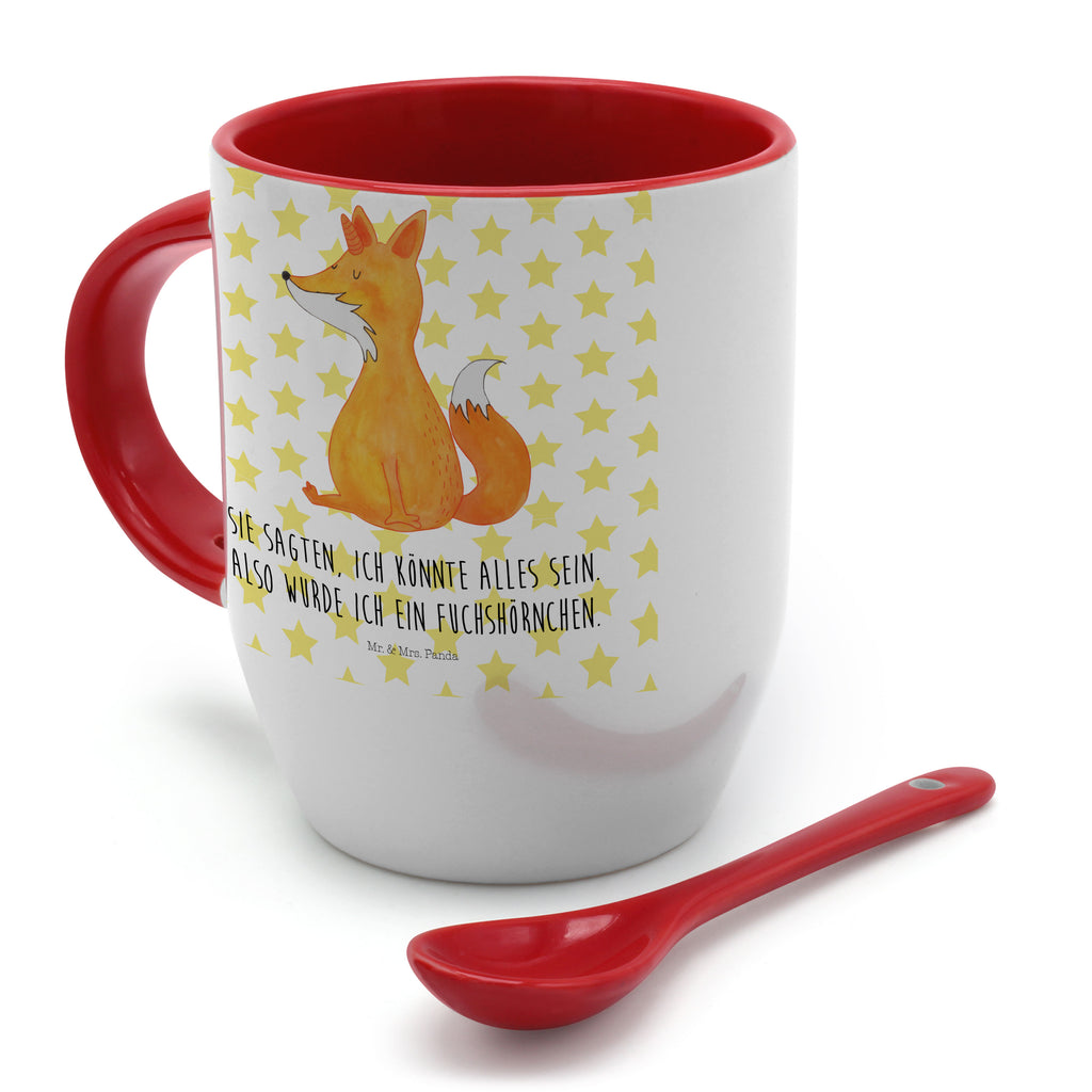 Tasse mit Löffel Fuchshörnchen Tasse, Kaffeetasse, Tassen, Tasse mit Spruch, Kaffeebecher, Tasse mit Löffel, Einhorn, Einhörner, Einhorn Deko, Pegasus, Unicorn, Fuchs, Unicorns, Fuchshörnchen, Fuchshorn, Foxycorn, Füchse