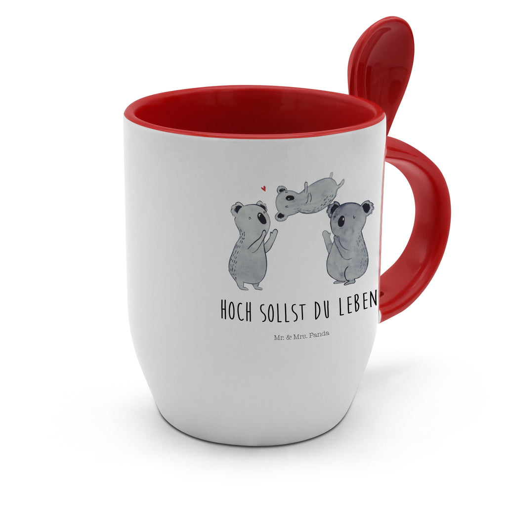 Tasse mit Löffel Koala Feiern Sich Tasse, Kaffeetasse, Tassen, Tasse mit Spruch, Kaffeebecher, Tasse mit Löffel, Geburtstag, Geburtstagsgeschenk, Geschenk, Koala, Familie, Kind, Eltern, Herz, Liebe