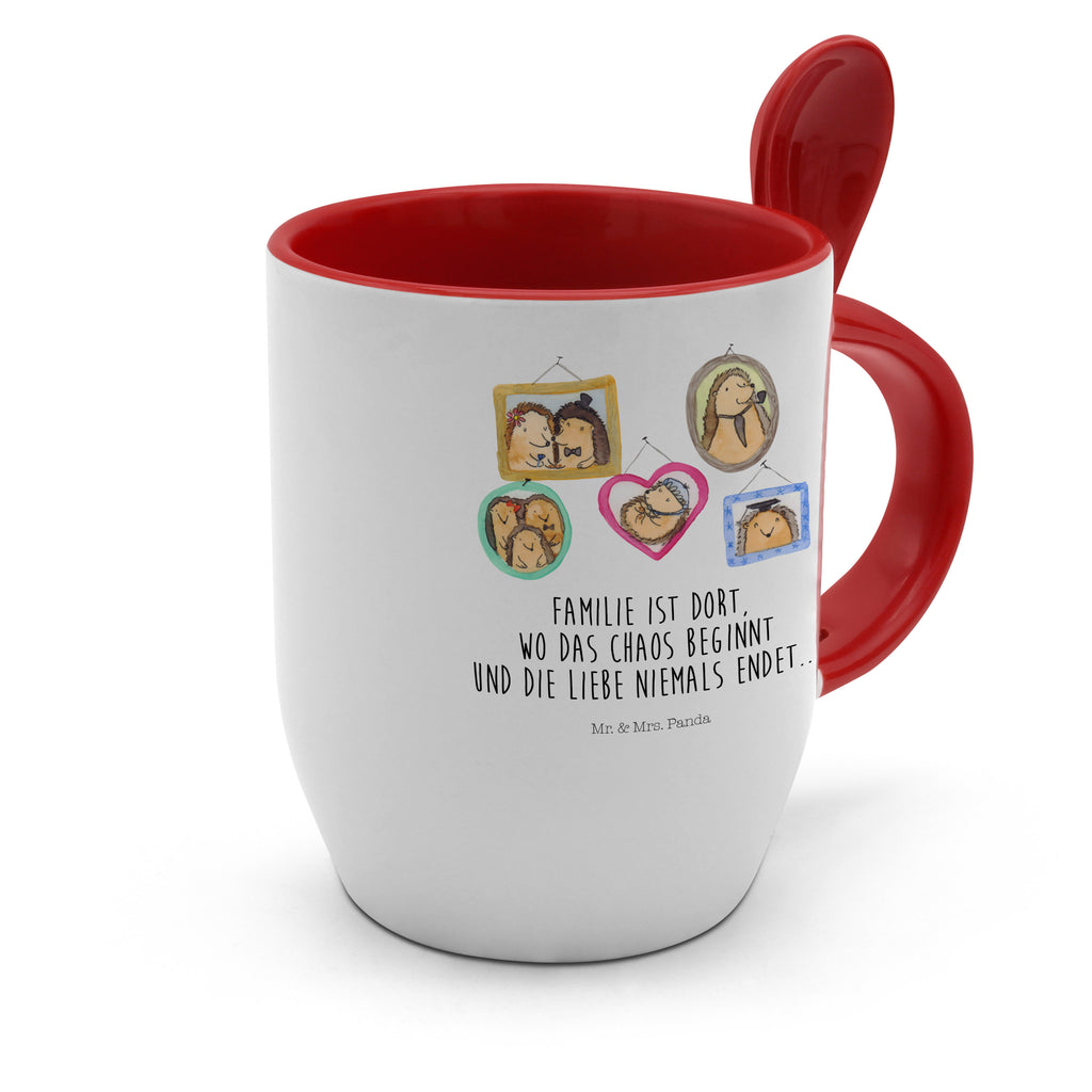Tasse mit Löffel Igel Familie Tasse, Kaffeetasse, Tassen, Tasse mit Spruch, Kaffeebecher, Tasse mit Löffel, Familie, Vatertag, Muttertag, Bruder, Schwester, Mama, Papa, Oma, Opa, Liebe, Igel, Bilder, Zusammenhalt, Glück