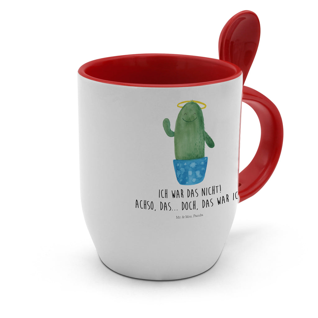 Tasse mit Löffel Kaktus Heilig Tasse, Kaffeetasse, Tassen, Tasse mit Spruch, Kaffeebecher, Tasse mit Löffel, Kaktus, Kakteen, frech, lustig, Kind, Eltern, Familie, Bruder, Schwester, Schwestern, Freundin, Heiligenschein