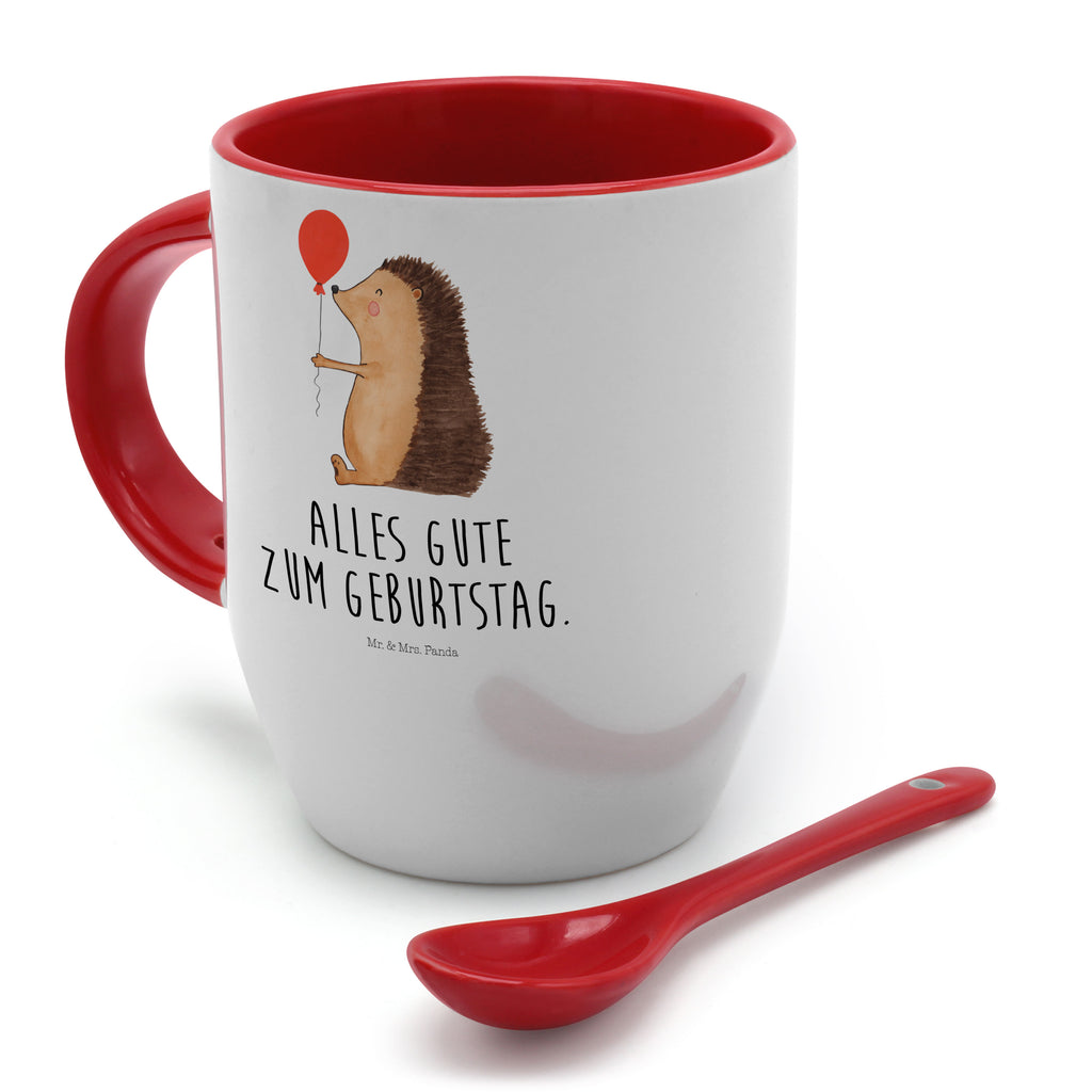Tasse mit Löffel Igel mit Luftballon Tasse, Kaffeetasse, Tassen, Tasse mit Spruch, Kaffeebecher, Tasse mit Löffel, Tiermotive, Gute Laune, lustige Sprüche, Tiere, Igel, Geburtstag, Herzlichen Glückwunsch, Glückwunsch, Geburtstagskind, Ballon, Happy Birthday