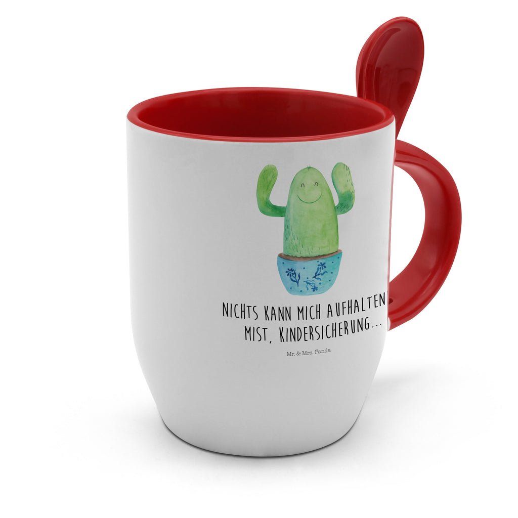 Tasse mit Löffel Kaktus Happy Tasse, Kaffeetasse, Tassen, Tasse mit Spruch, Kaffeebecher, Tasse mit Löffel, Kaktus, Kakteen, Motivation, Spruch, lustig, Kindersicherung, Neustart, Büro, Büroalltag, Kollege, Kollegin, Freundin, Mutter, Familie, Ausbildung