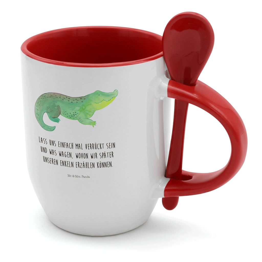 Tasse mit Löffel Krokodil Tasse, Kaffeetasse, Tassen, Tasse mit Spruch, Kaffeebecher, Tasse mit Löffel, Meerestiere, Meer, Urlaub, Krokodil, Krokodile, verrückt sein, spontan sein, Abenteuerlust, Reiselust, Freundin, beste Freundin, Lieblingsmensch