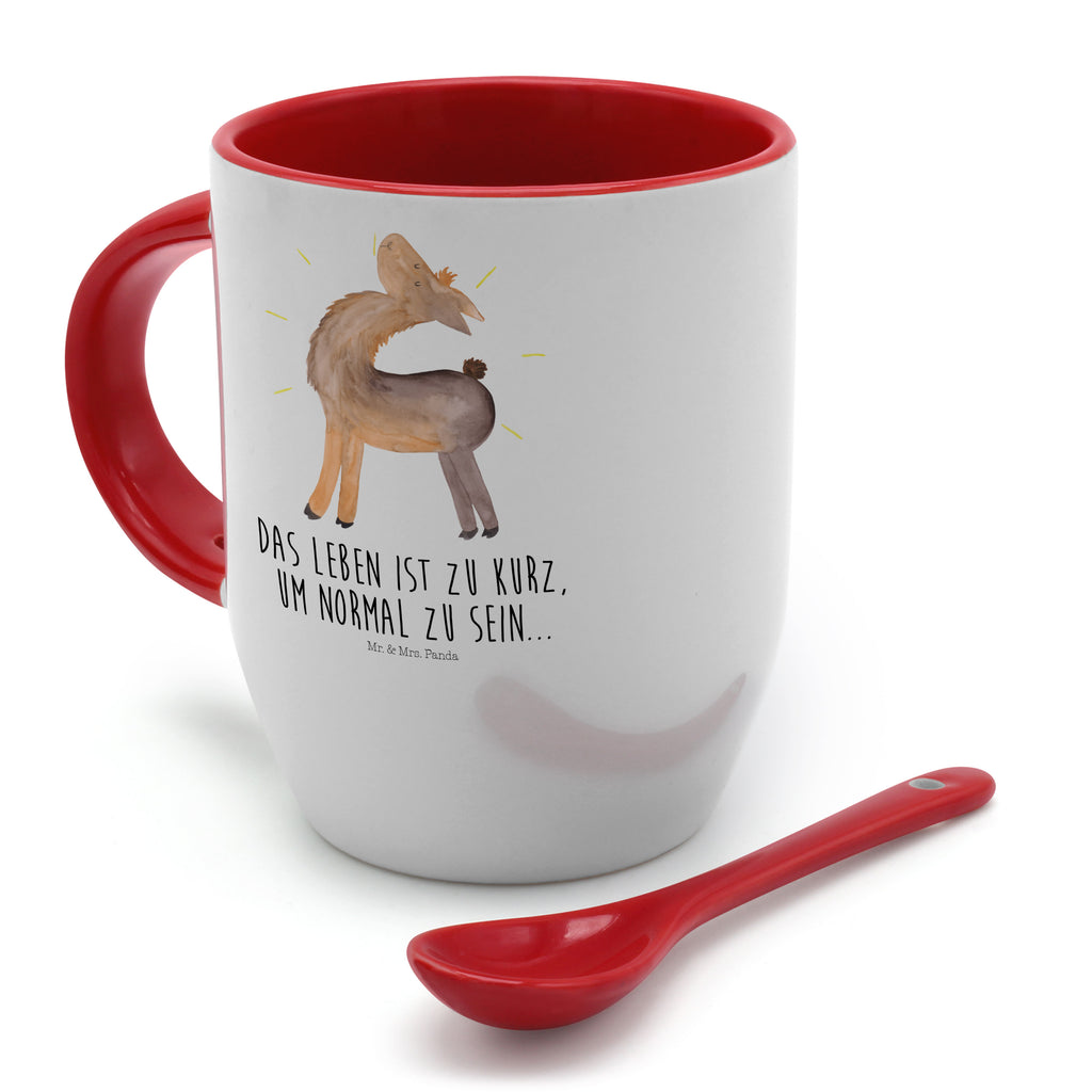 Tasse mit Löffel Lama stolz Tasse, Kaffeetasse, Tassen, Tasse mit Spruch, Kaffeebecher, Tasse mit Löffel, Lama, Alpaka, Lamas, Außenseiter, Anders, Neustart, stolz, Hippie, Freundin, Freundinnen, beste Freundin, Kumpel, Familie, Family
