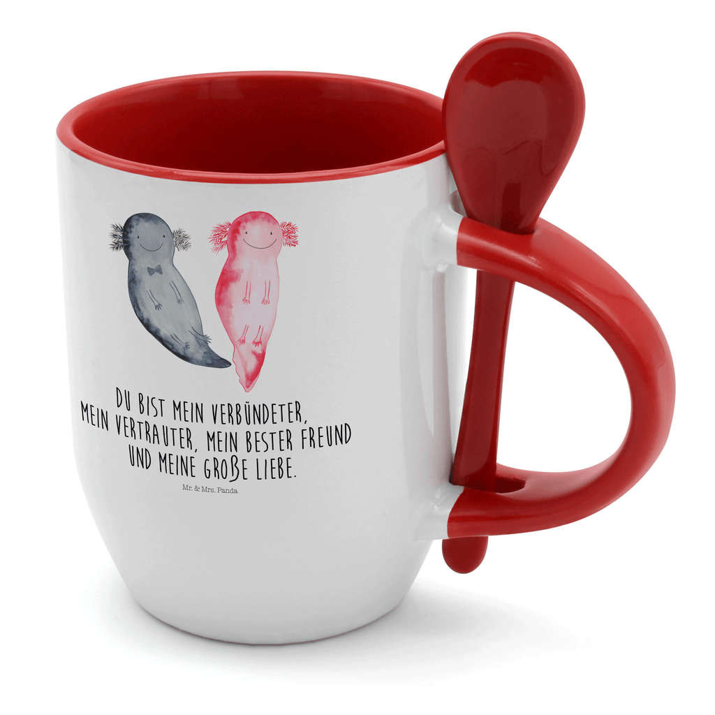 Tasse mit Löffel Axolotl Axel+Lotte Tasse, Kaffeetasse, Tassen, Tasse mit Spruch, Kaffeebecher, Tasse mit Löffel, Axolotl, Molch, Axolot, Schwanzlurch, Lurch, Lurche, Liebe, große Liebe, Liebesbeweis, Freund, Verlobter, Ehemann, Jahrestag, Valentinstag