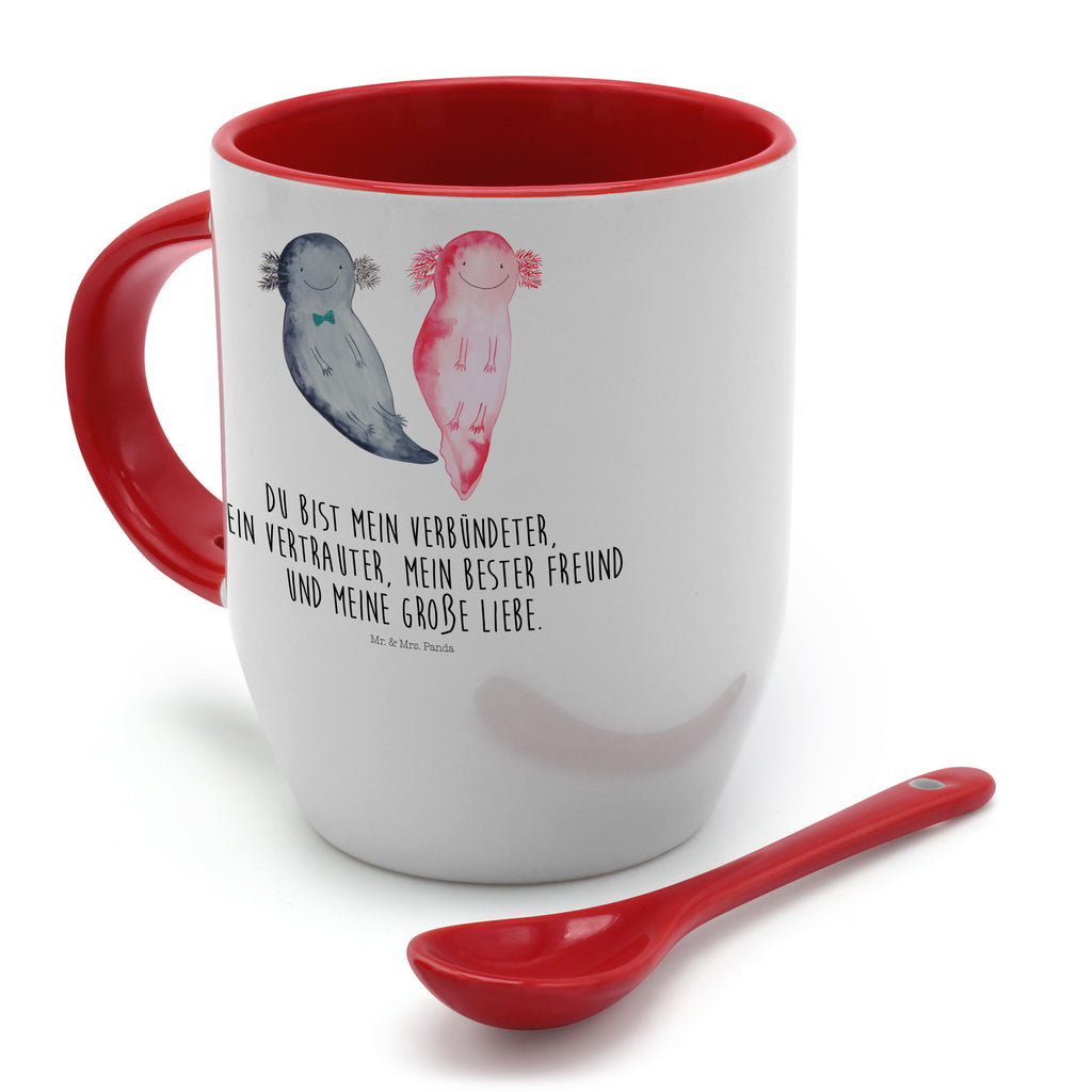 Tasse mit Löffel Axolotl Axel+Lotte Tasse, Kaffeetasse, Tassen, Tasse mit Spruch, Kaffeebecher, Tasse mit Löffel, Axolotl, Molch, Axolot, Schwanzlurch, Lurch, Lurche, Liebe, große Liebe, Liebesbeweis, Freund, Verlobter, Ehemann, Jahrestag, Valentinstag
