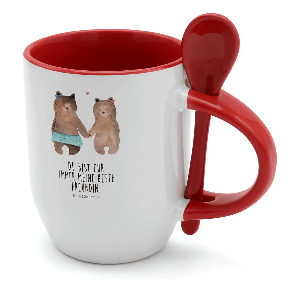 Tasse mit Löffel Bär Freundin Tasse, Kaffeetasse, Tassen, Tasse mit Spruch, Kaffeebecher, Tasse mit Löffel, Bär, Teddy, Teddybär, Bär Freundin Beste Freund Liebe Liebesbeweis Verliebt Kumpel Kumpeliene
