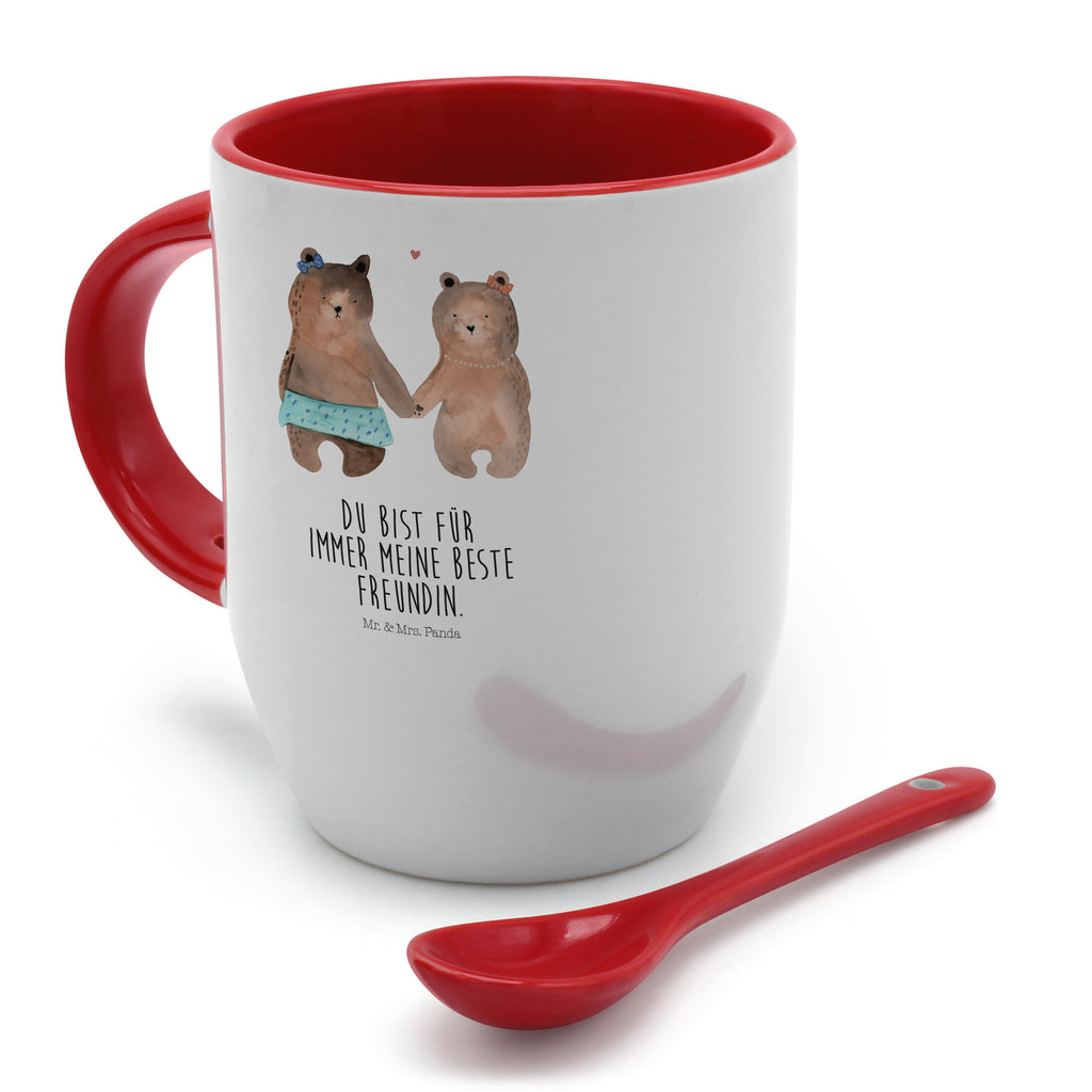 Tasse mit Löffel Bär Freundin Tasse, Kaffeetasse, Tassen, Tasse mit Spruch, Kaffeebecher, Tasse mit Löffel, Bär, Teddy, Teddybär, Bär Freundin Beste Freund Liebe Liebesbeweis Verliebt Kumpel Kumpeliene