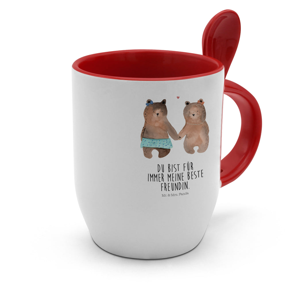 Tasse mit Löffel Bär Freundin Tasse, Kaffeetasse, Tassen, Tasse mit Spruch, Kaffeebecher, Tasse mit Löffel, Bär, Teddy, Teddybär, Bär Freundin Beste Freund Liebe Liebesbeweis Verliebt Kumpel Kumpeliene